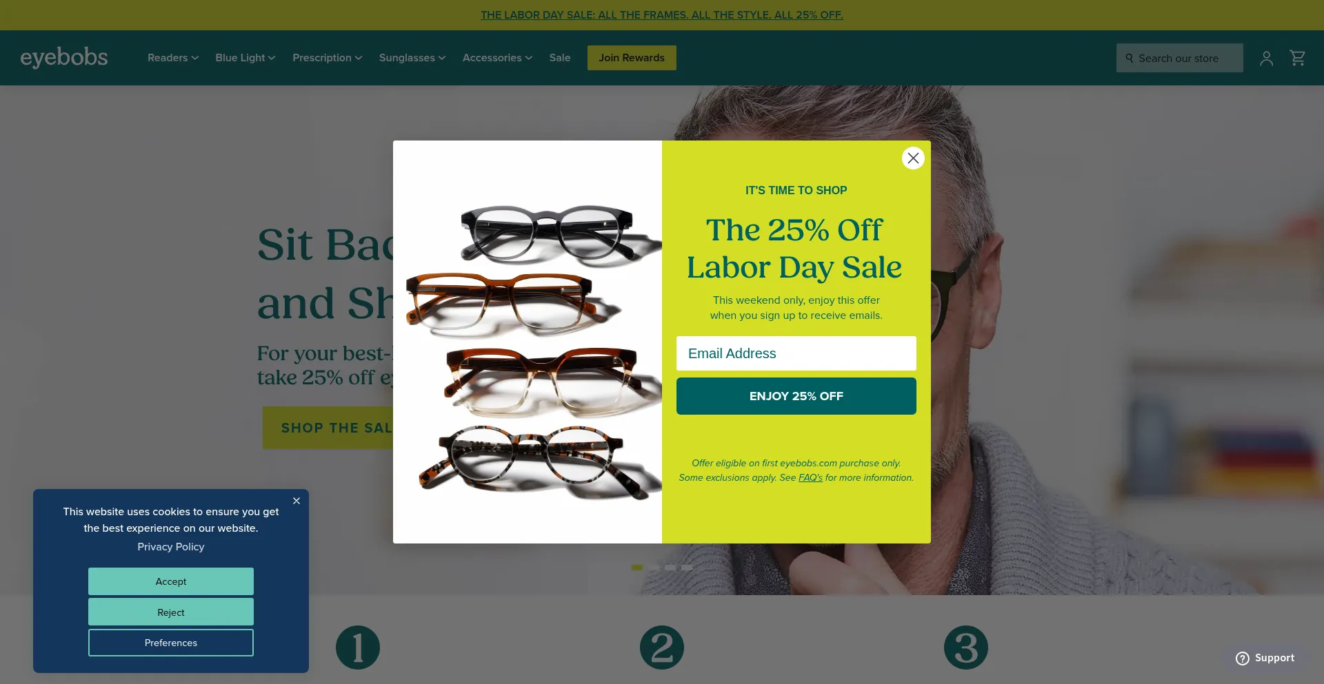 Website screenshot of Eyebobs.com