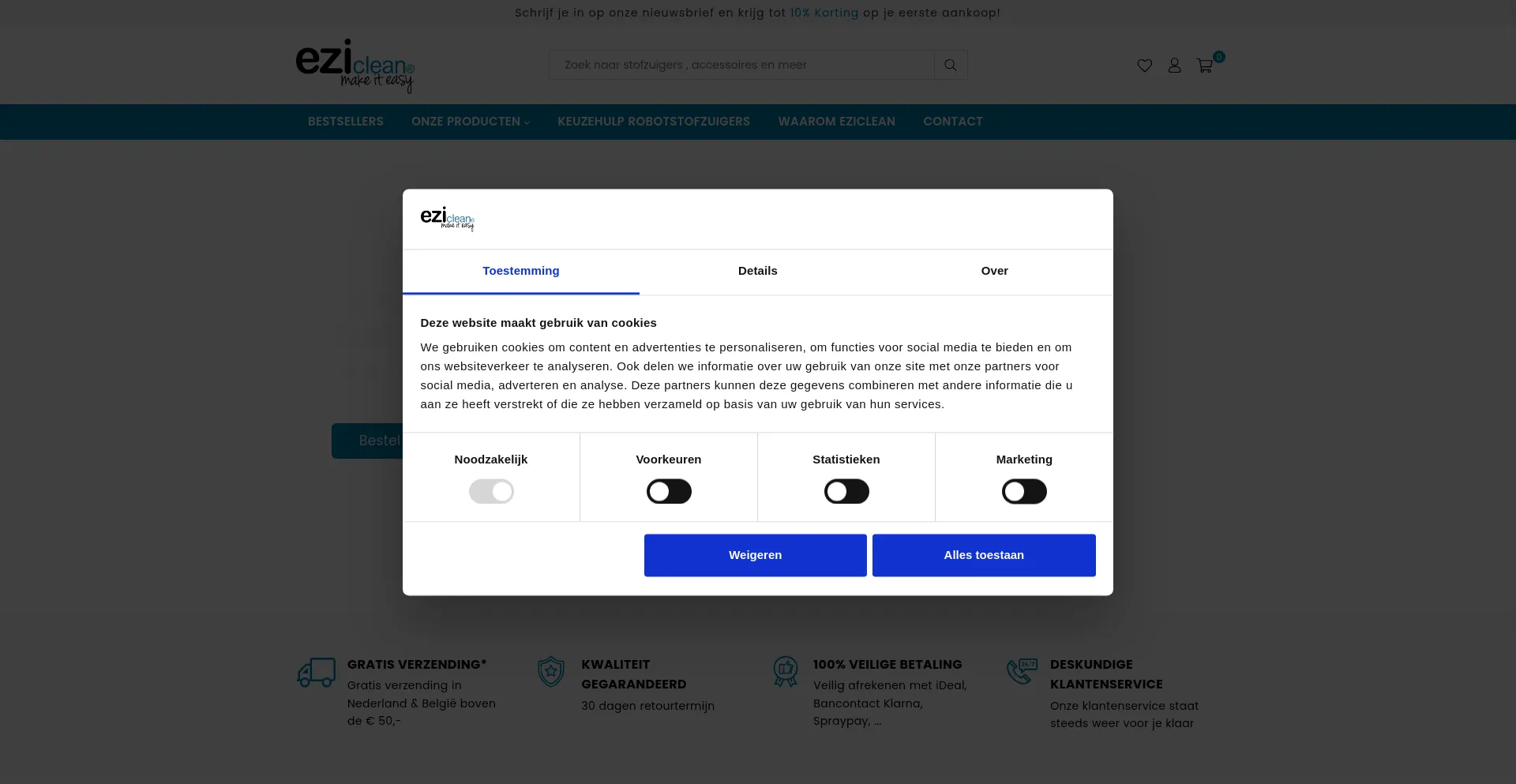 Website screenshot of Eziclean.nl