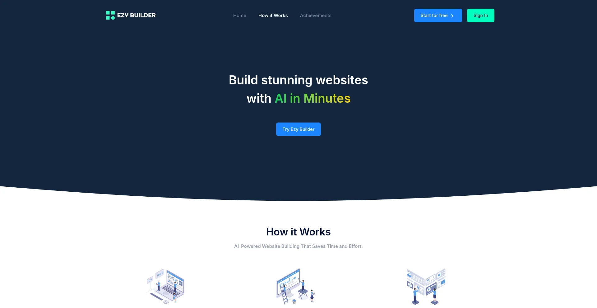Website screenshot of Ezybuilder.io