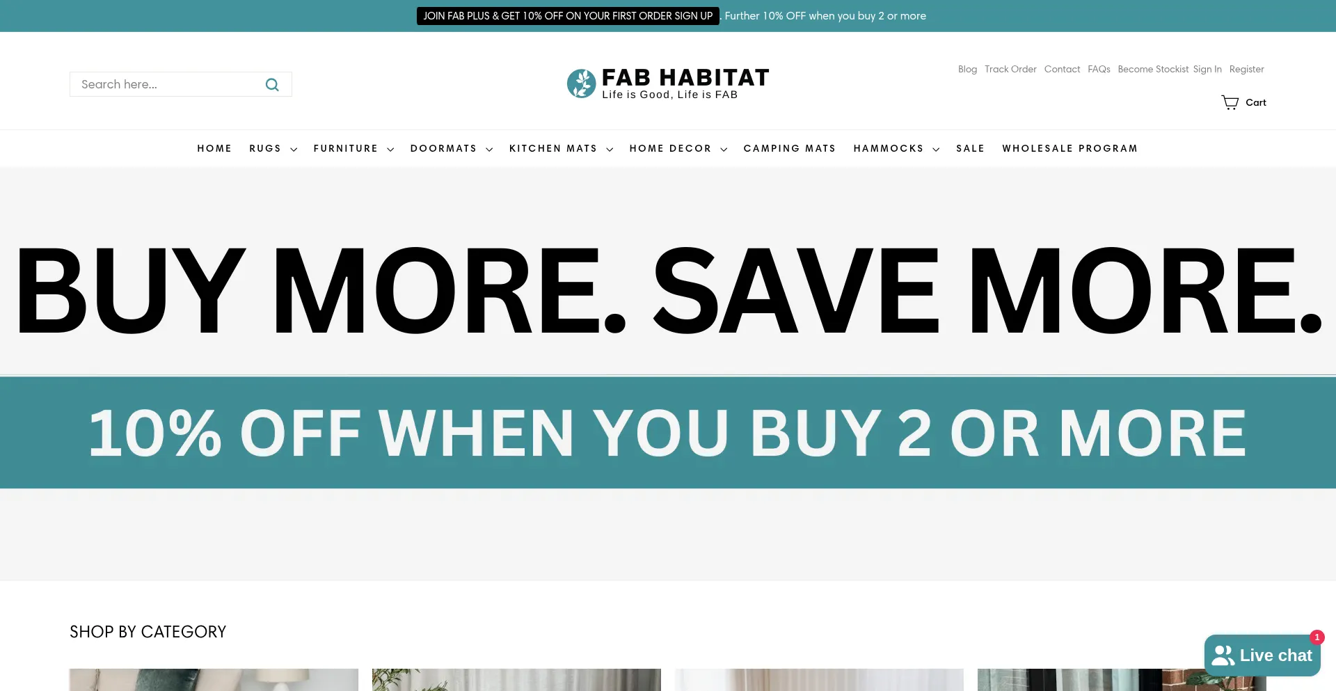 Website screenshot of Fabhabitat.com.au