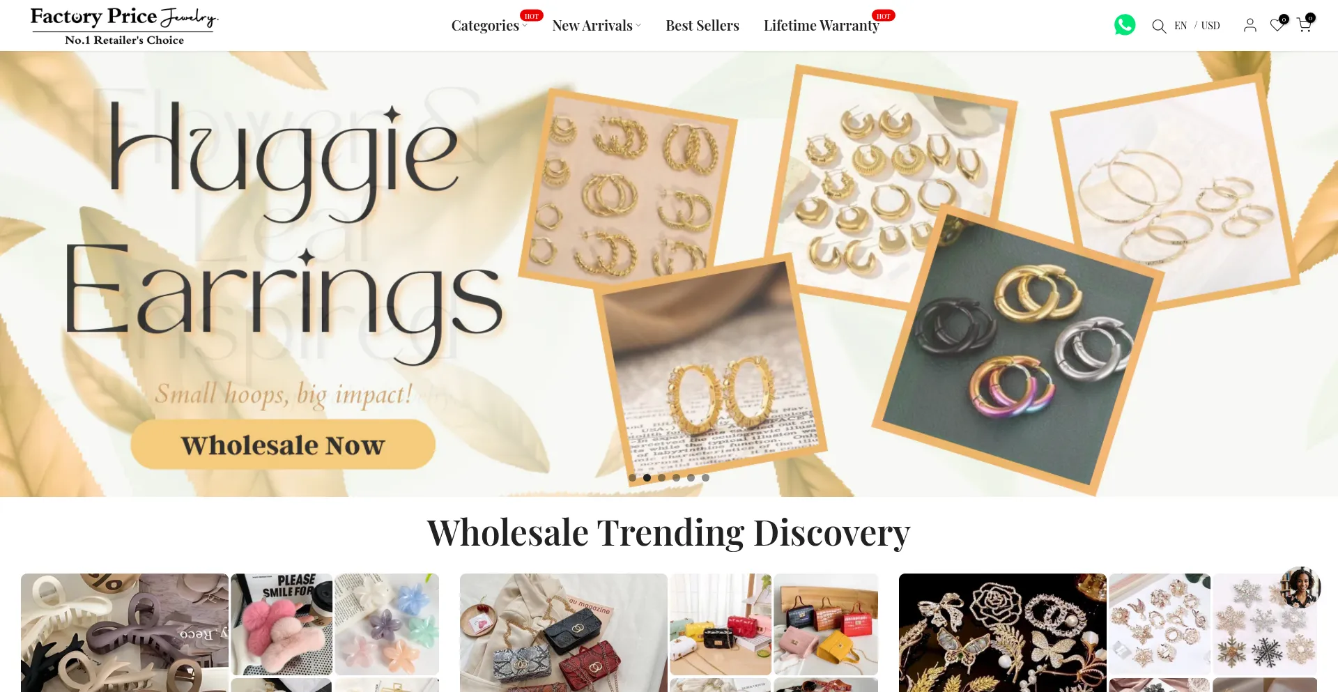 Website screenshot of Factorypricejewelry.com
