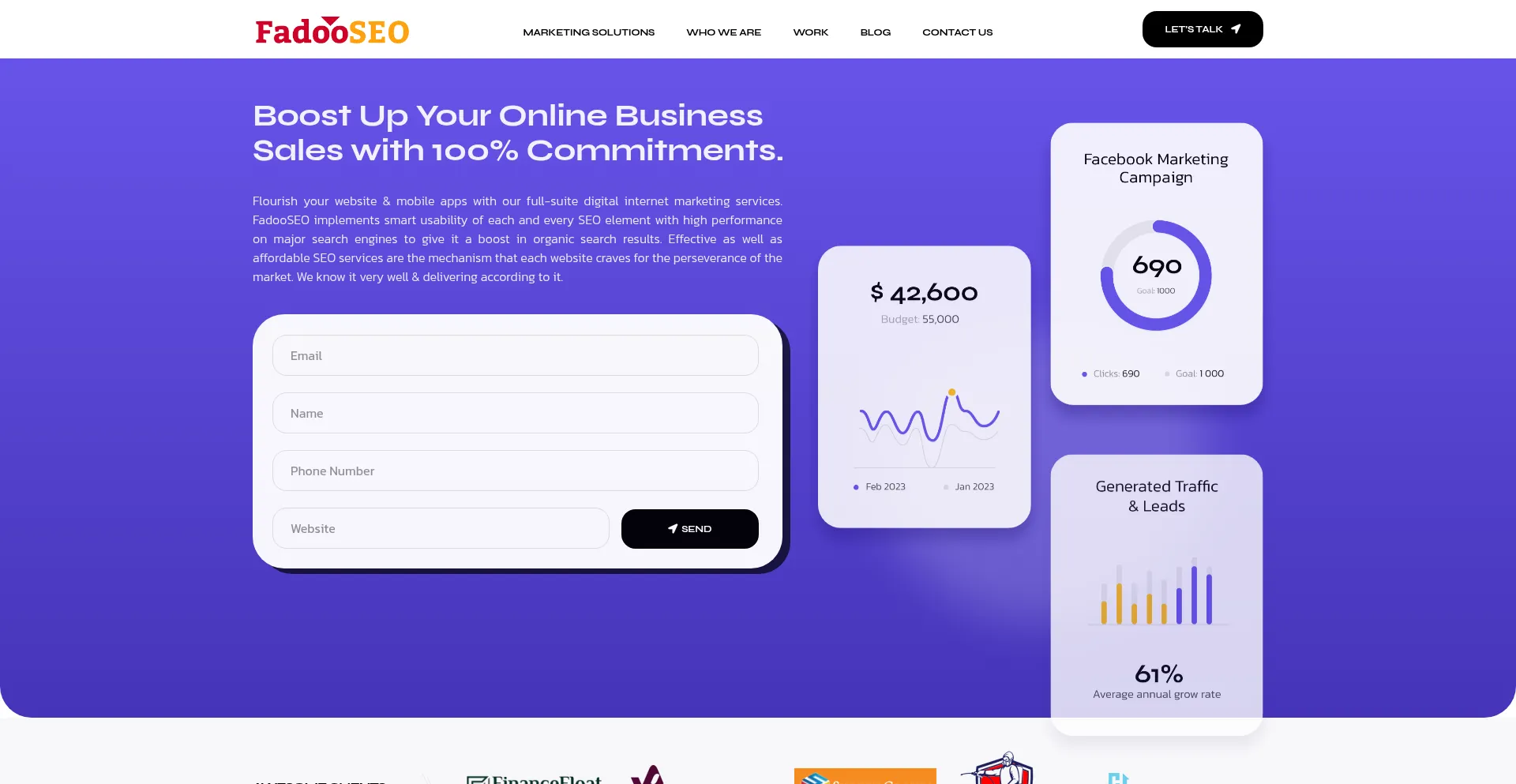 Website screenshot of Fadooseo.com