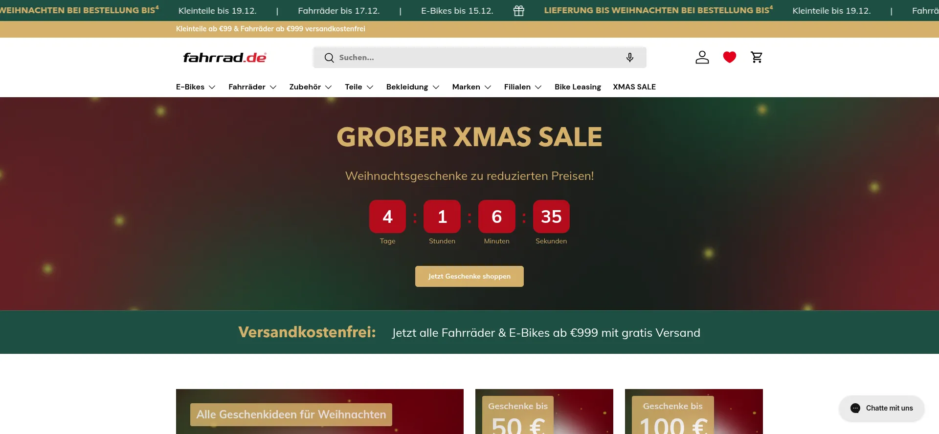 Website screenshot of Fahrrad.de