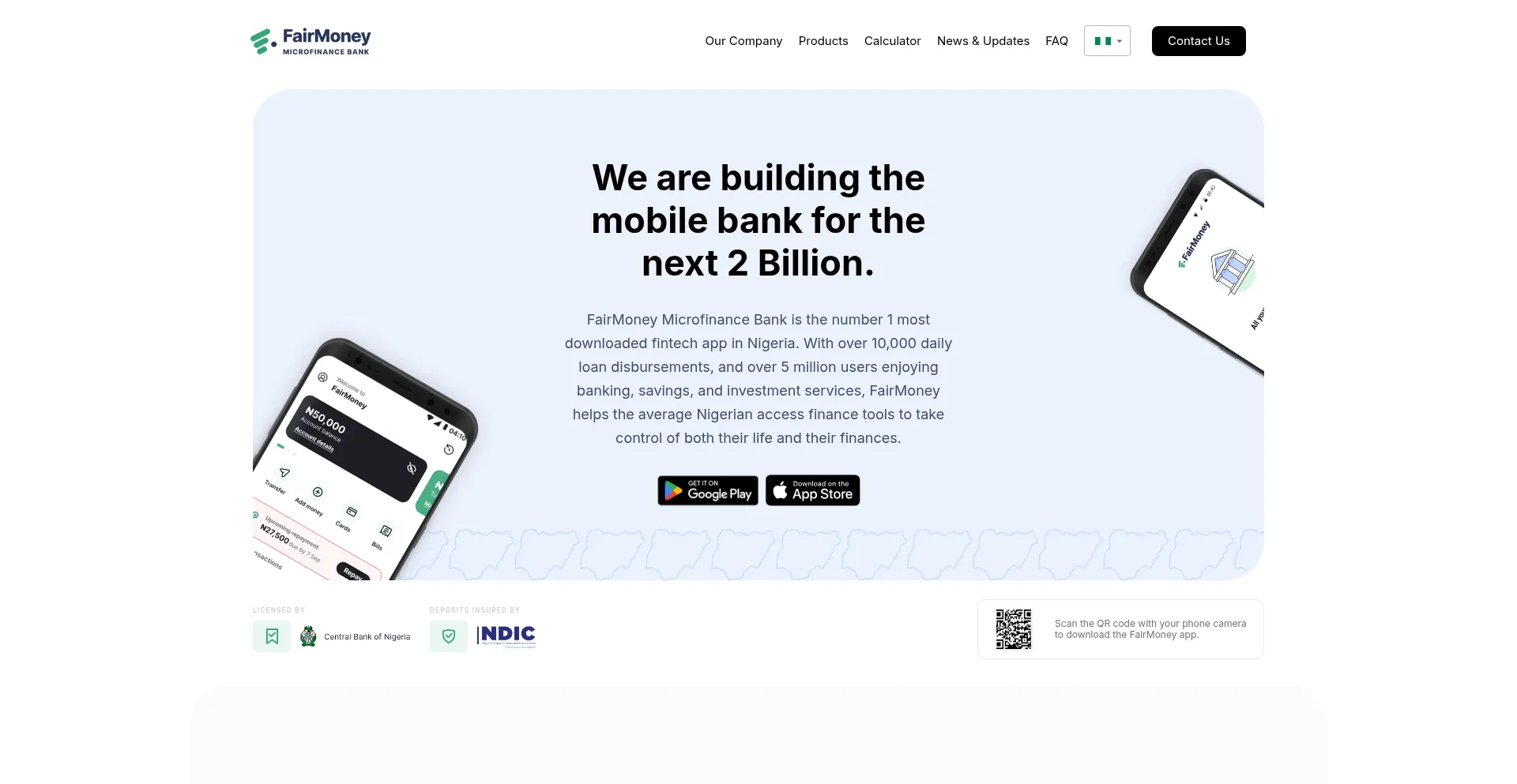 Website screenshot of Fairmoney.io