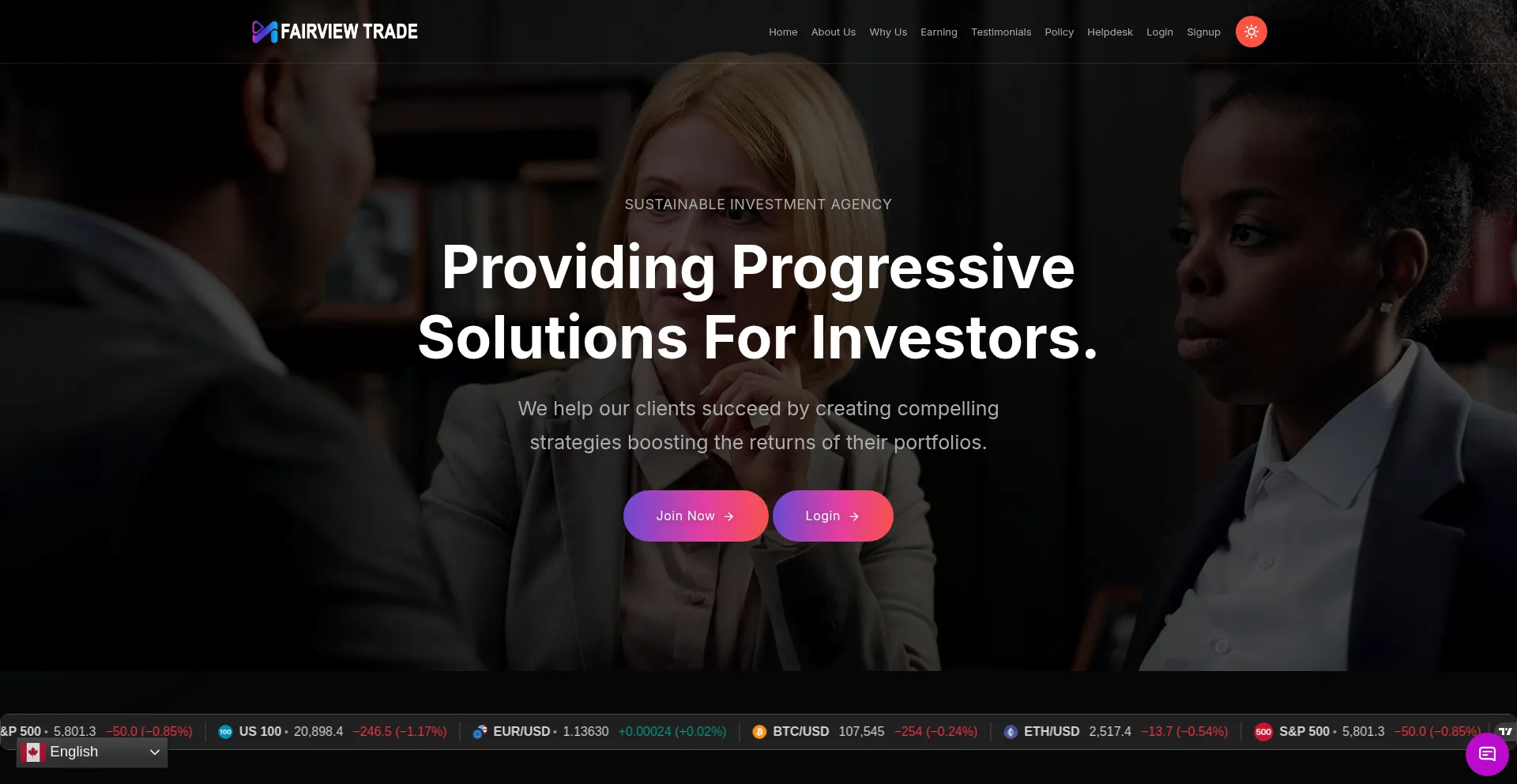 Website screenshot of Fairview-trade.com
