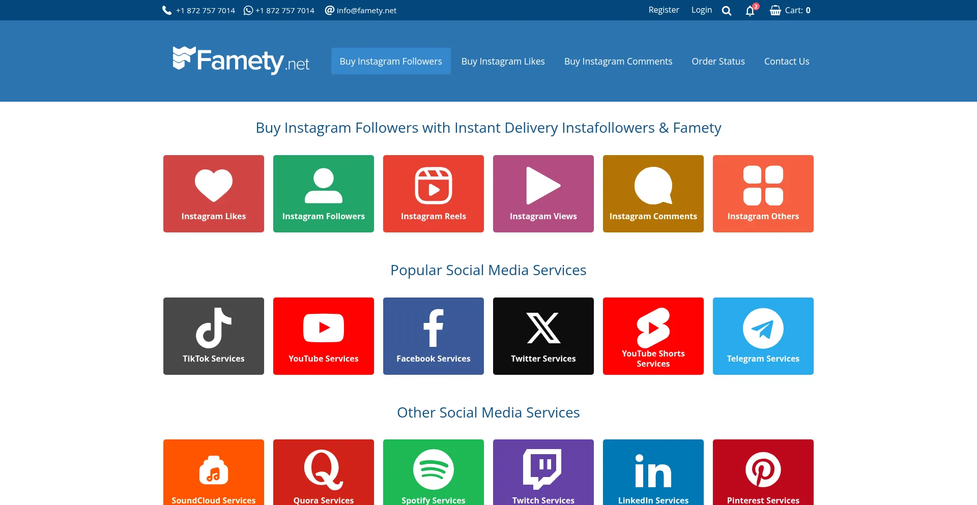 Website screenshot of Famety.net
