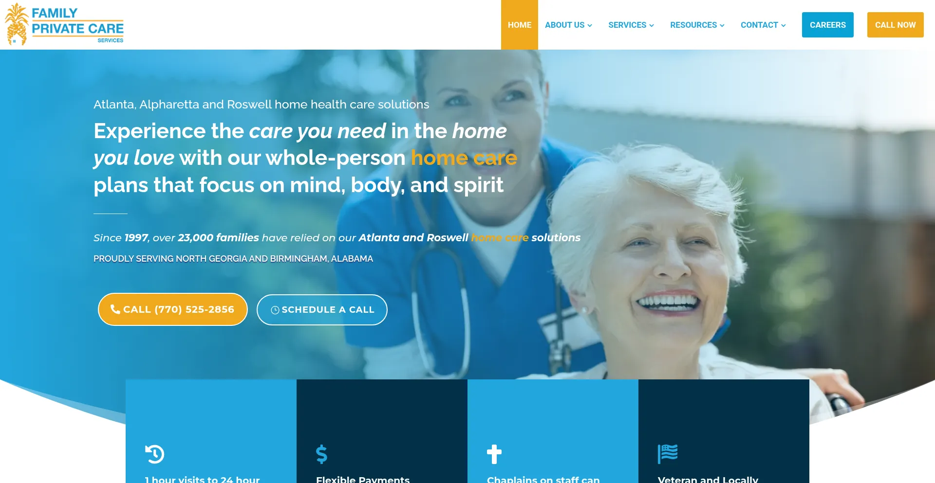 Website screenshot of Familyprivatecarellc.com