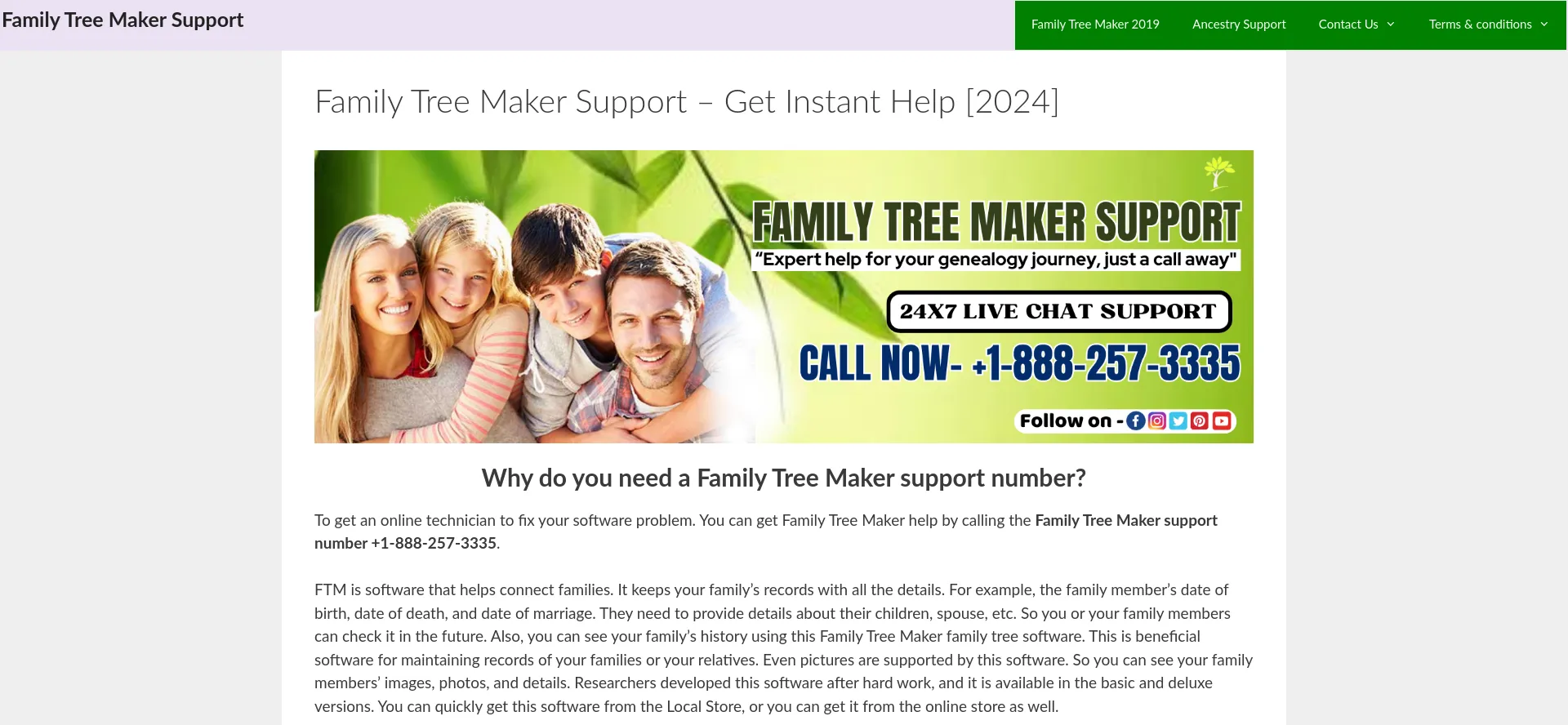 Familytreemakersupport.com Screenshot