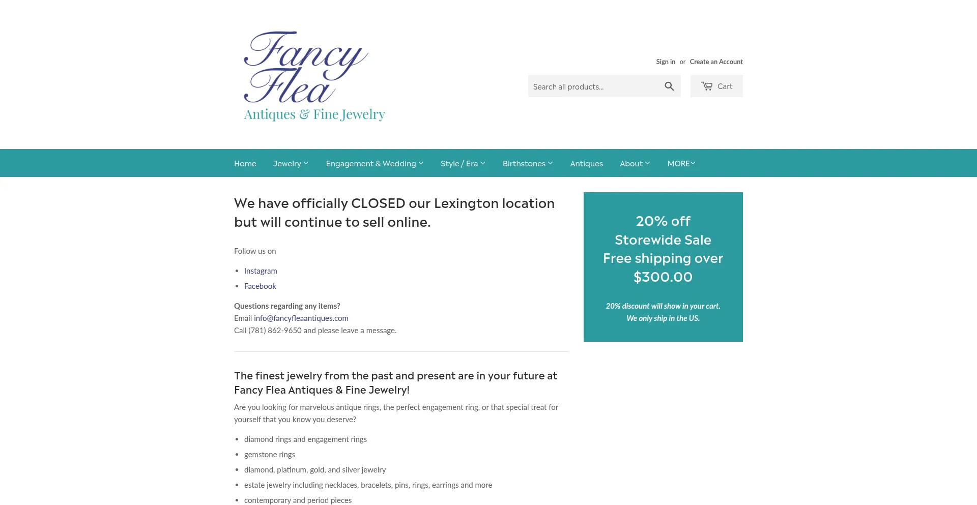 Website screenshot of Fancyfleaantiques.com