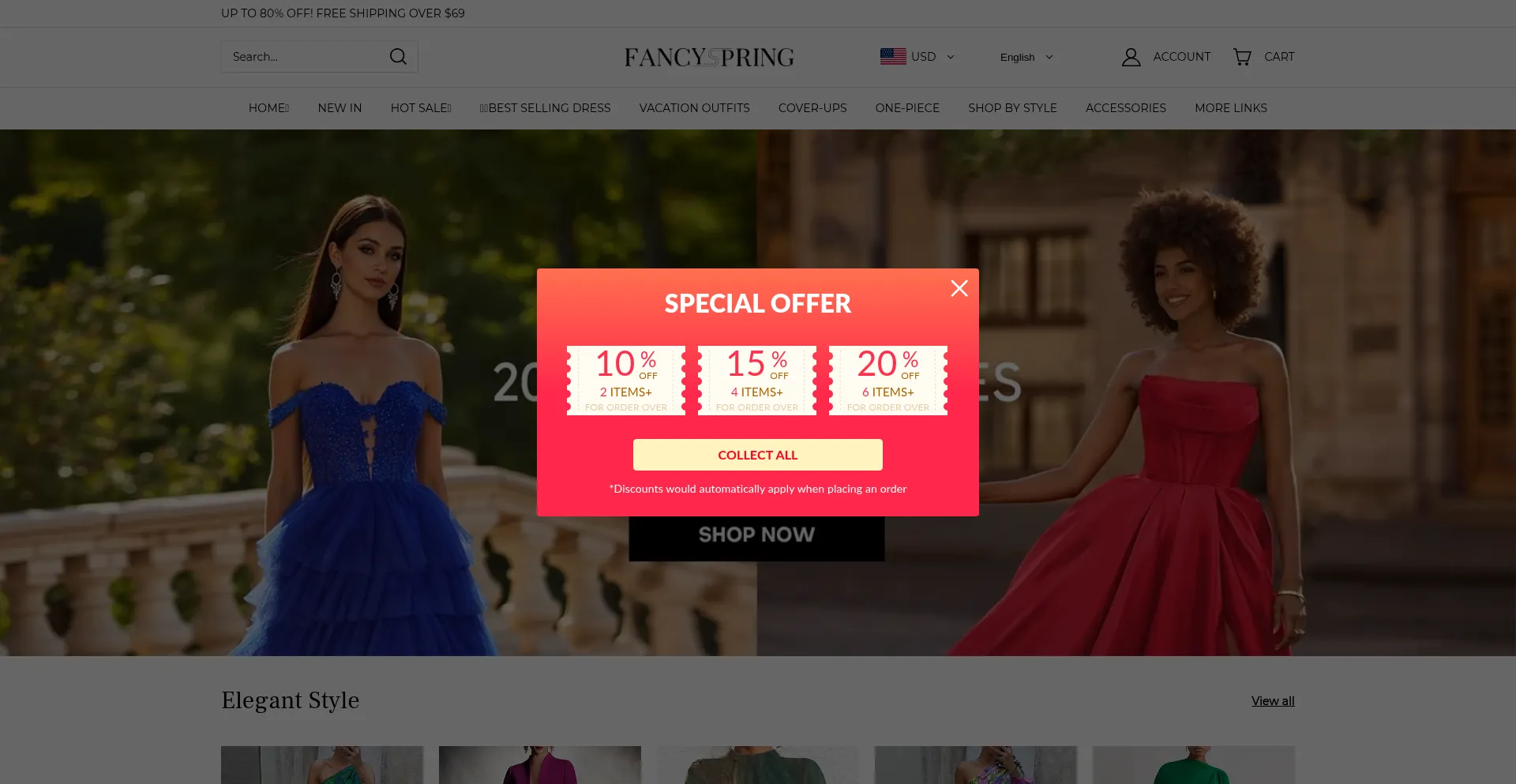 Website screenshot of Fancyspring.shop