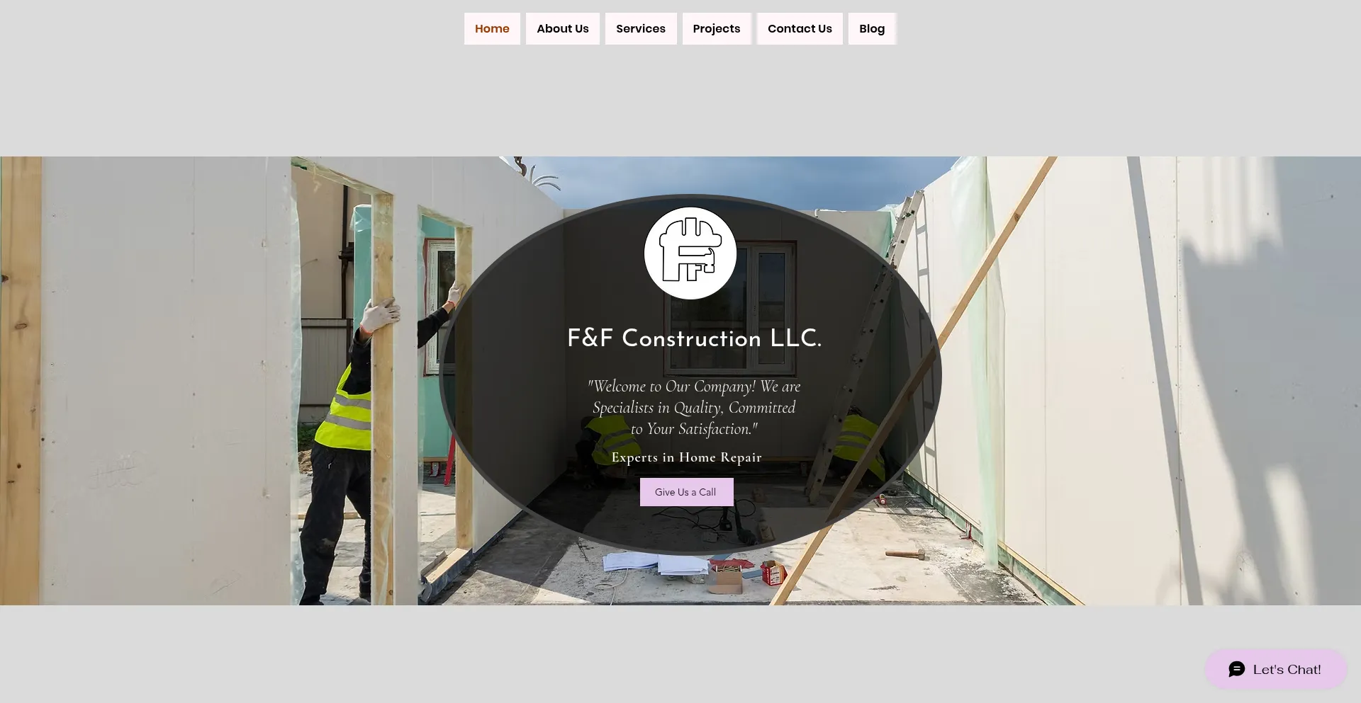 Website screenshot of Fandfconstructionllc.com