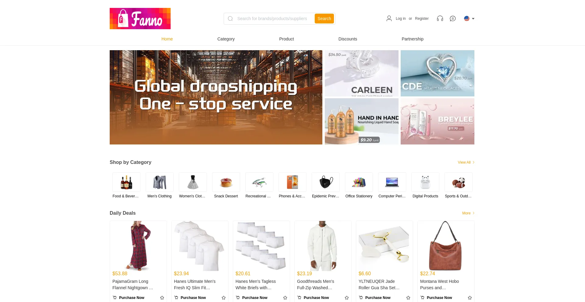 Website screenshot of Fannoshop.top