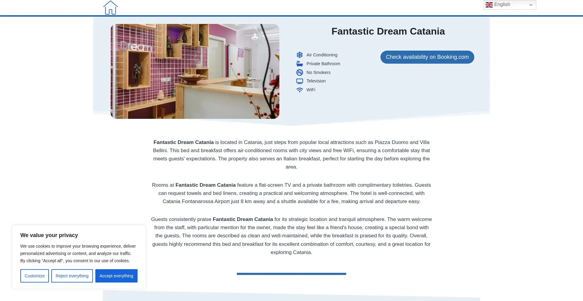 Website screenshot of Fantasticdreamcatania.top