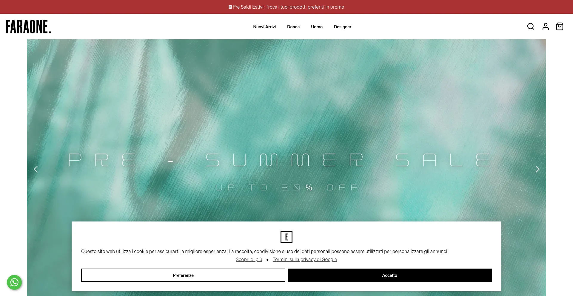 Website screenshot of Faraone.shop
