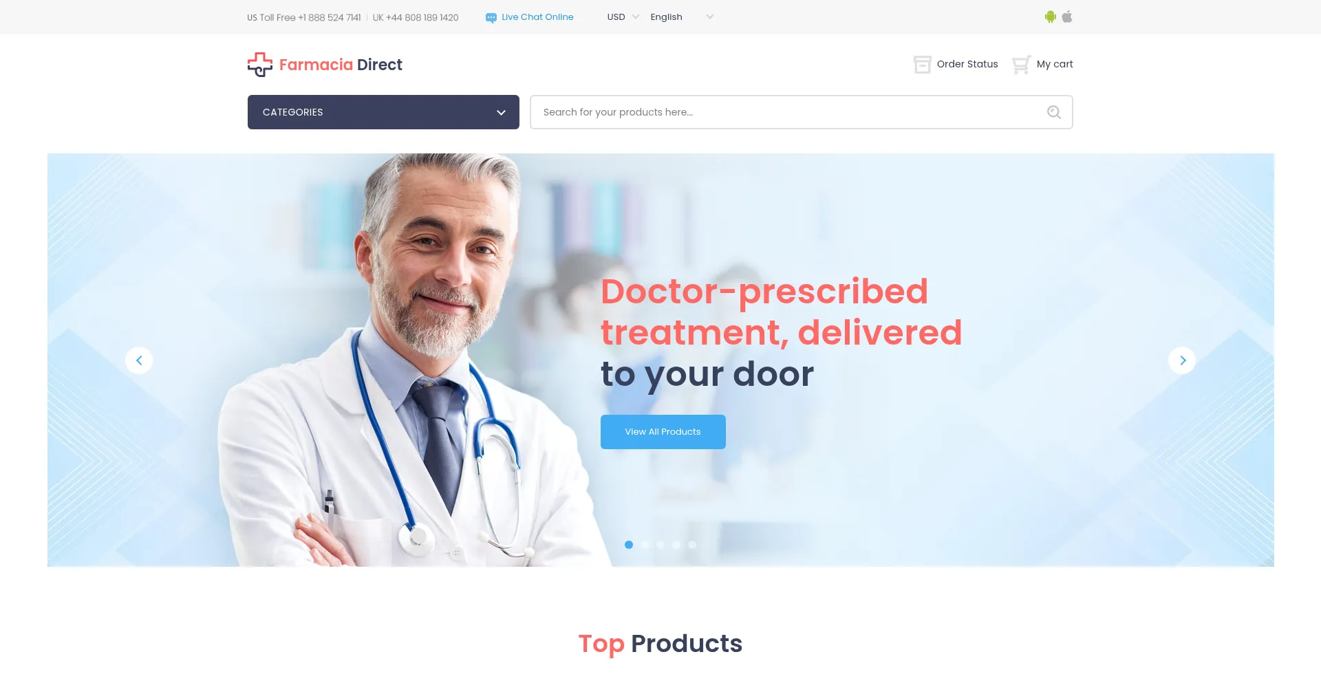 Website screenshot of Farmacia-direct.com
