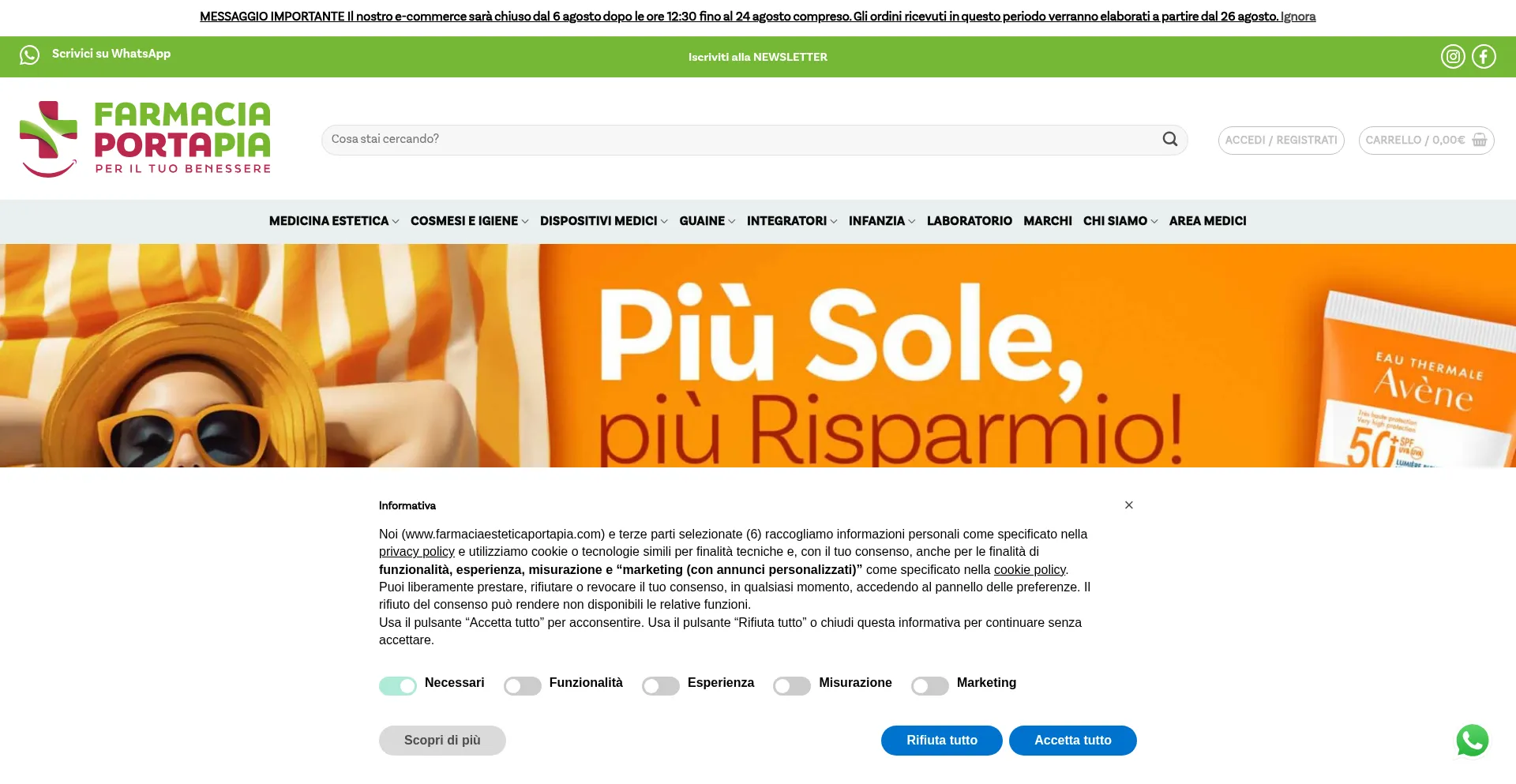 Website screenshot of Farmaciaesteticaportapia.com