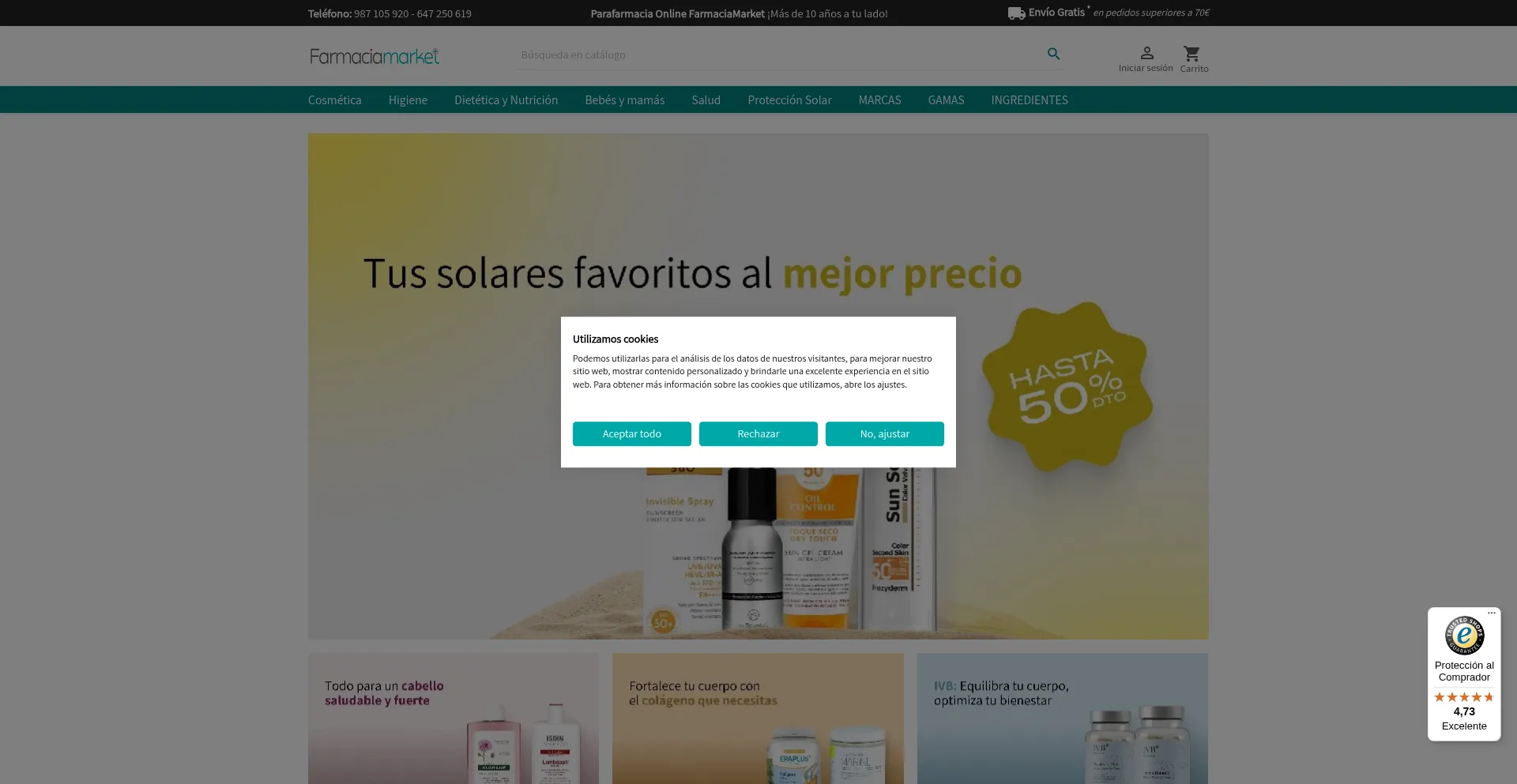 Website screenshot of Farmaciamarket.es