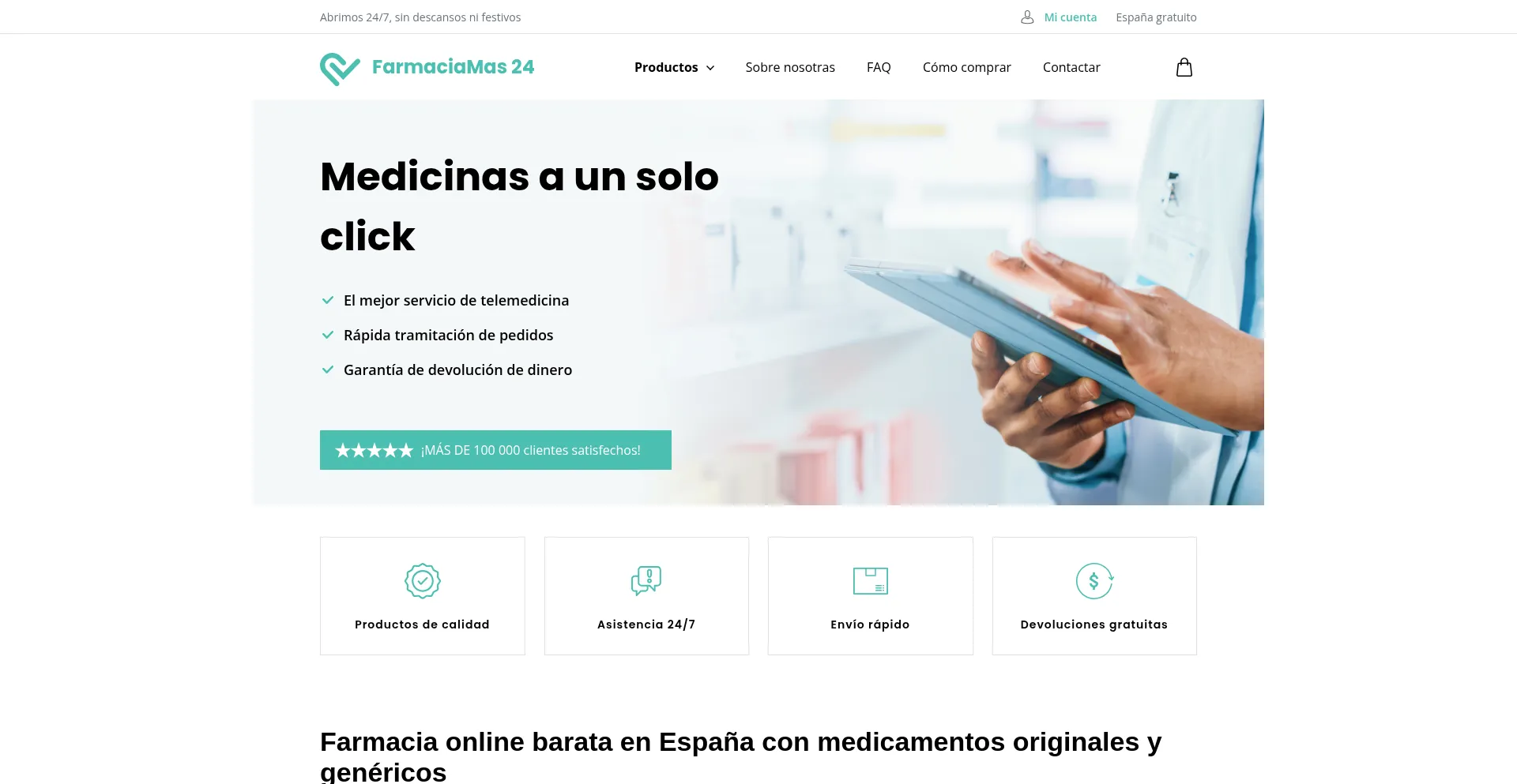 Website screenshot of Farmaciamas24.com