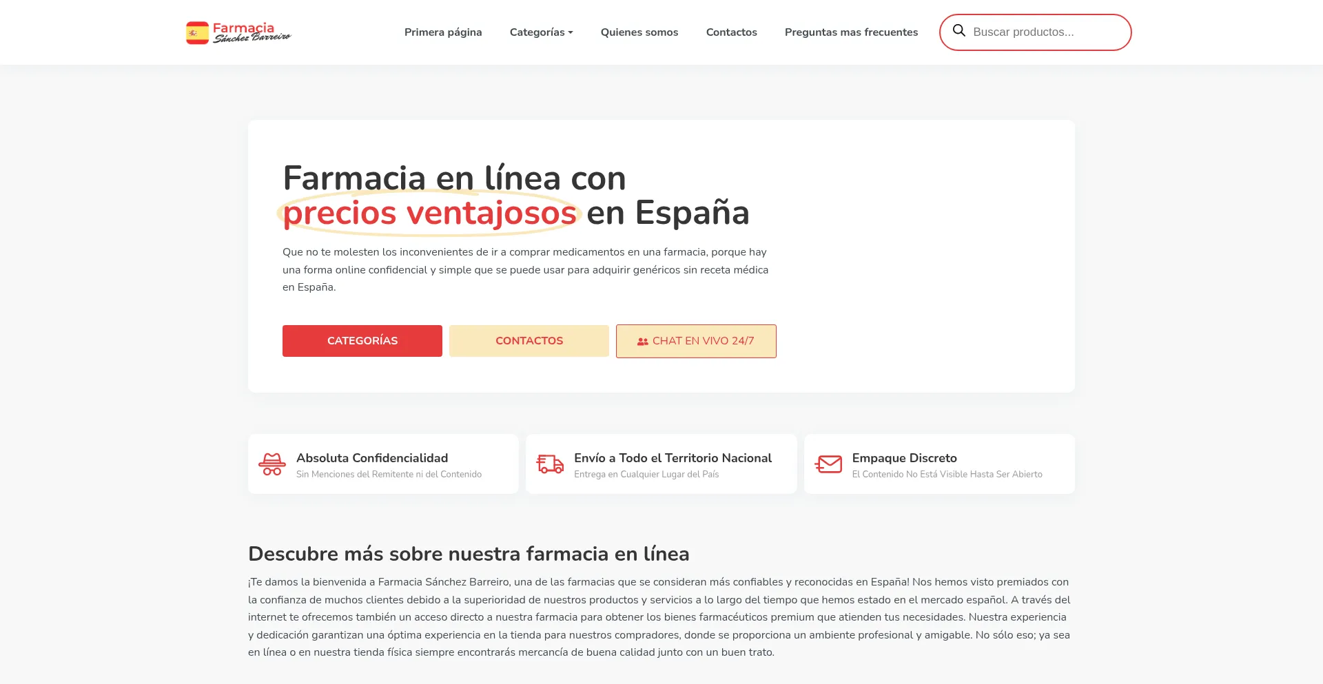 Website screenshot of Farmaciasanchezbarreiro.com