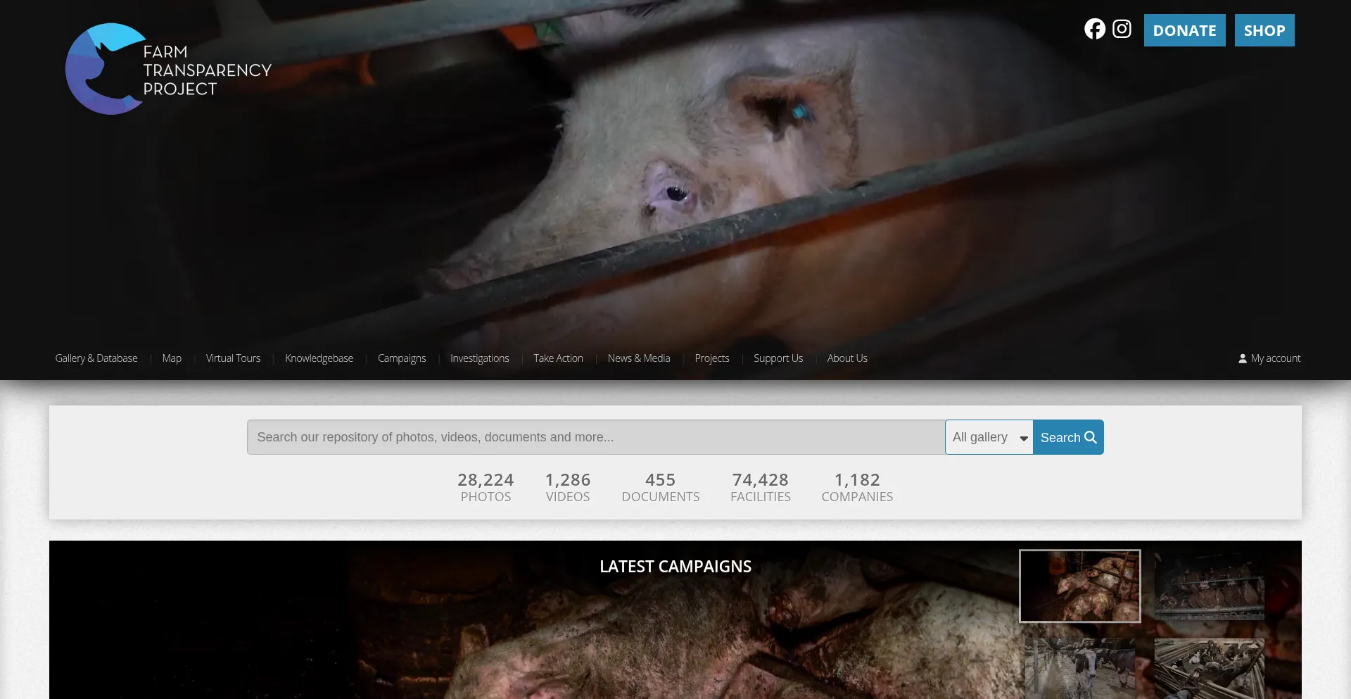 Website screenshot of Farmtransparency.org