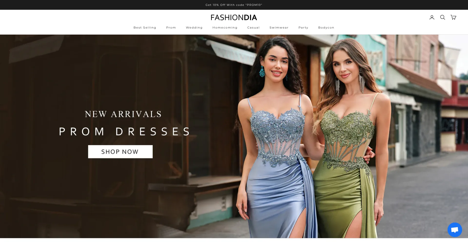 Website screenshot of Fashiondia.com