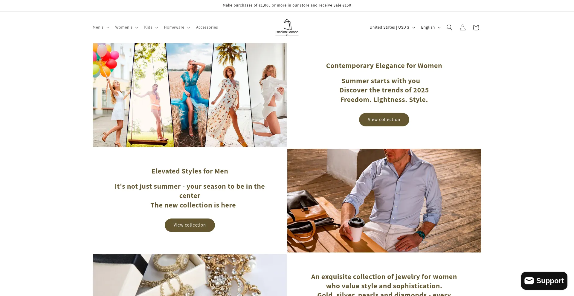 Website screenshot of Fashionseason.de