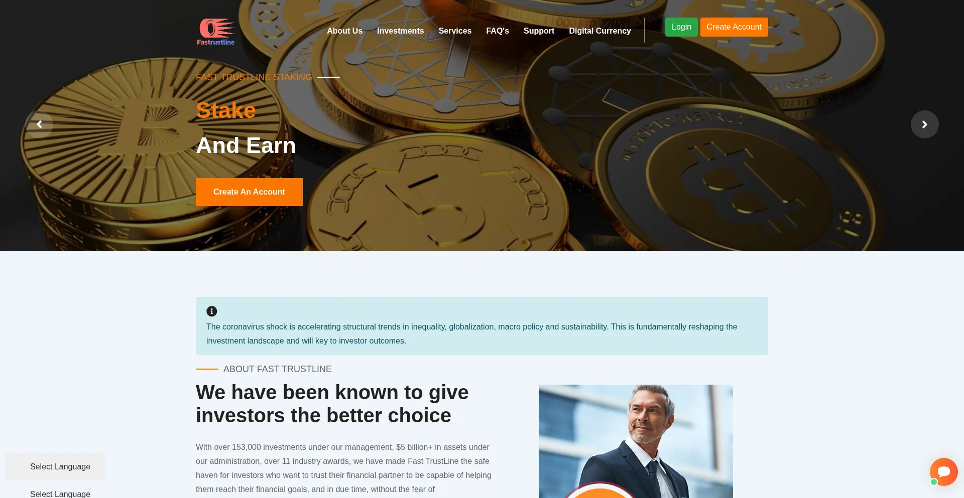 Website screenshot of Fastrustline.org