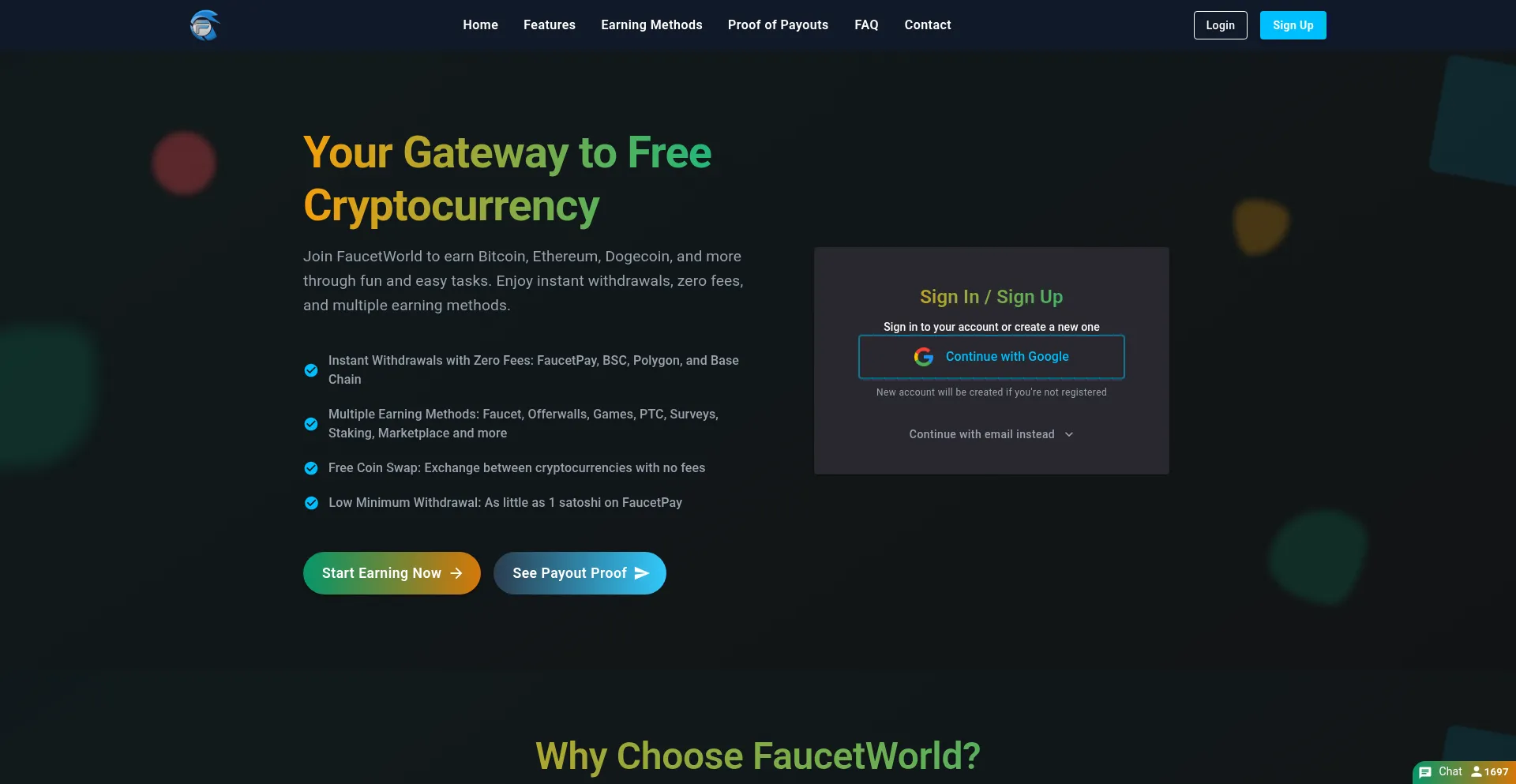 Website screenshot of Faucetworld.in