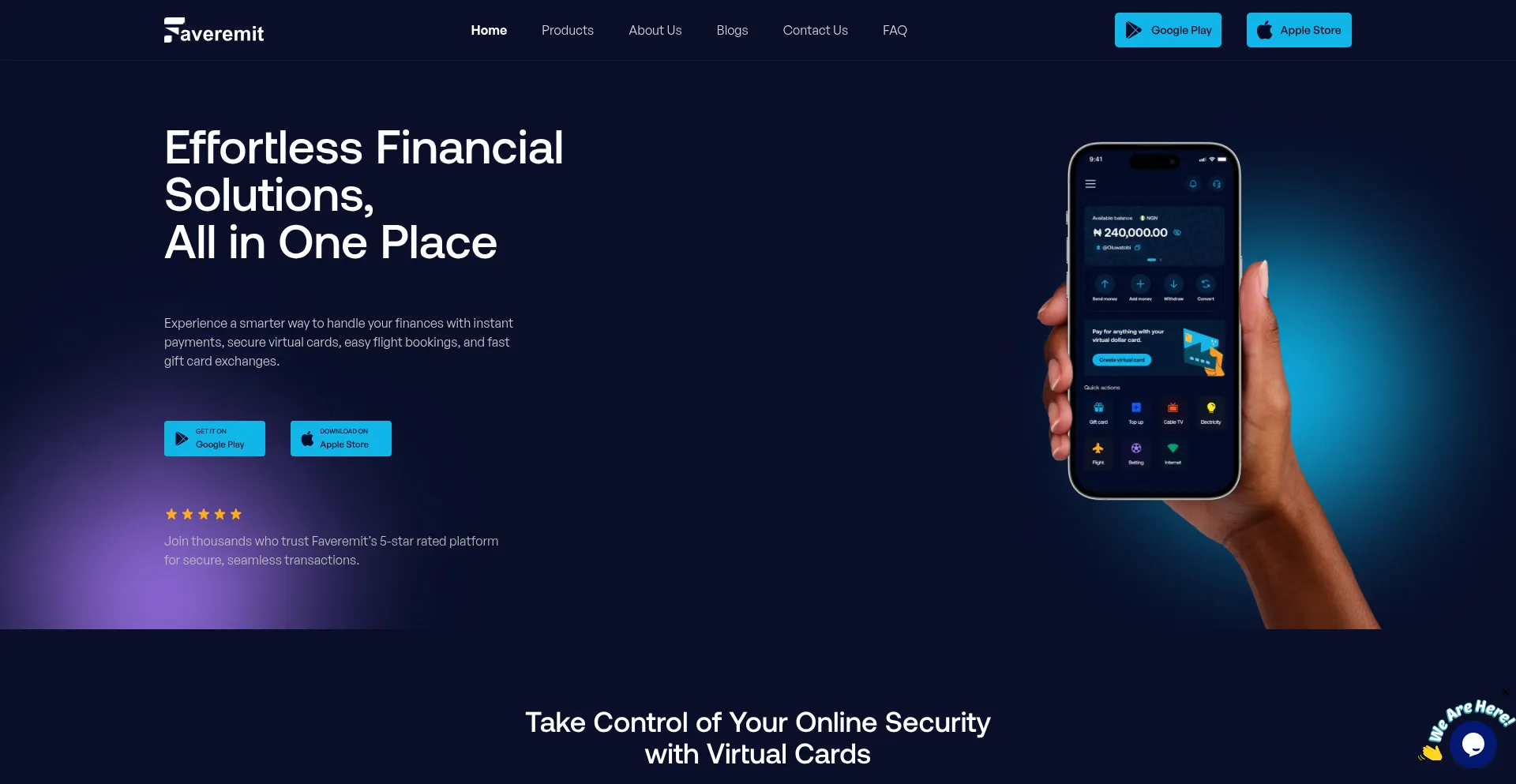 Website screenshot of Faveremit.com