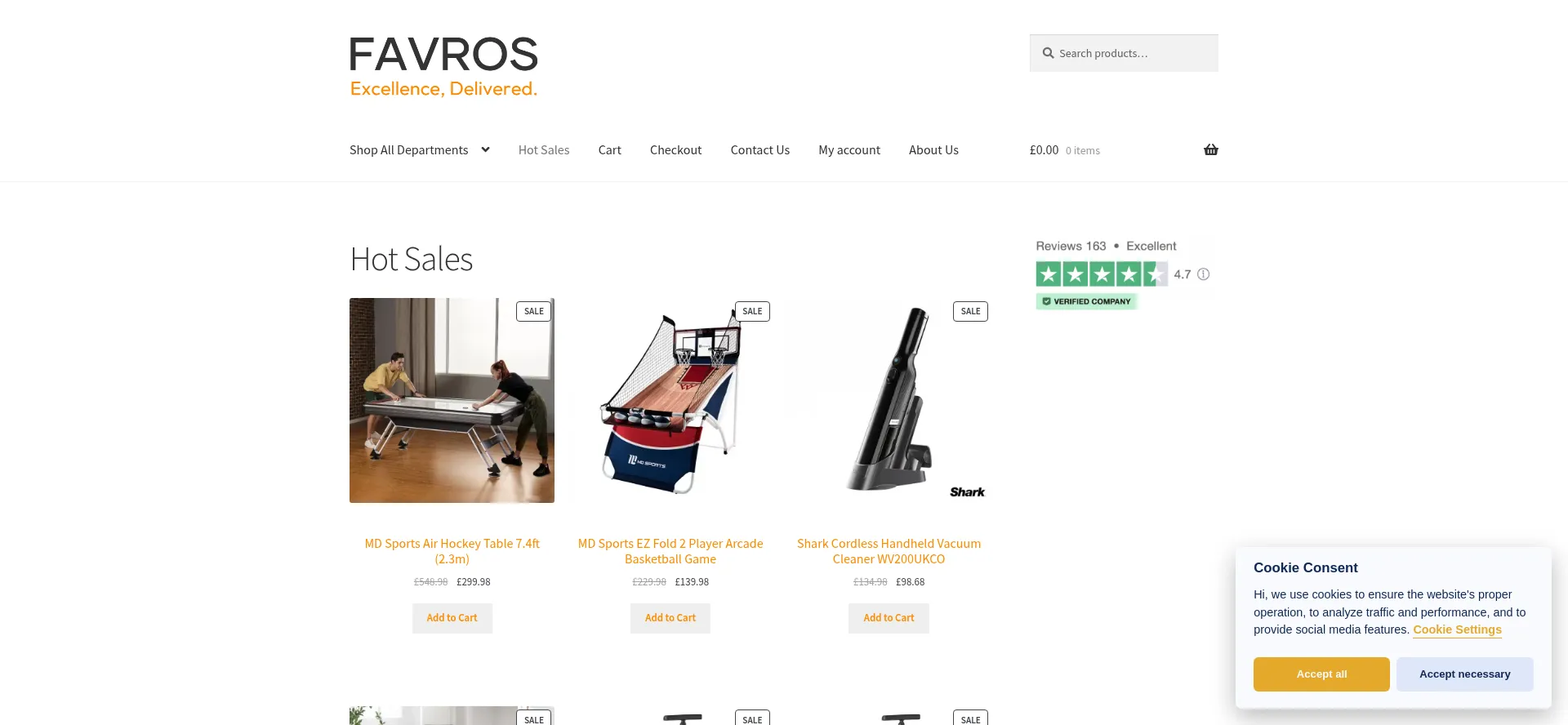 Website screenshot of Favros.co.uk