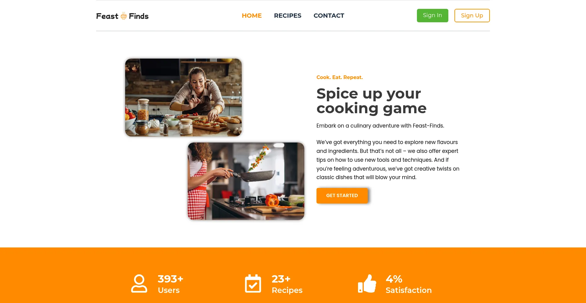 Website screenshot of Feast-finds.com