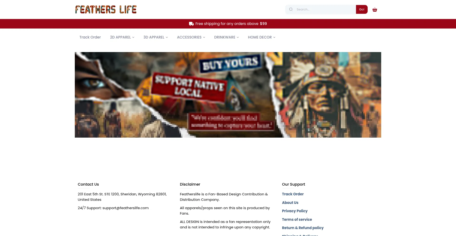 Website screenshot of Featherslife.com
