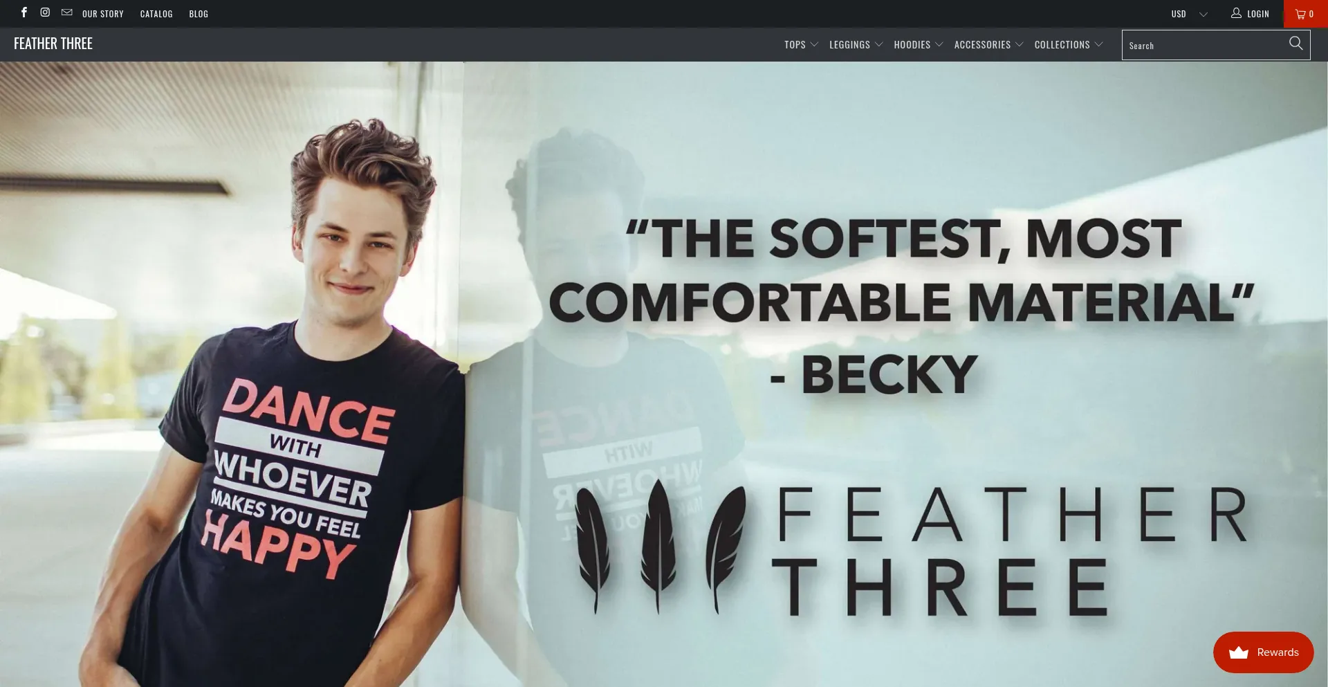 Website screenshot of Featherthree.com