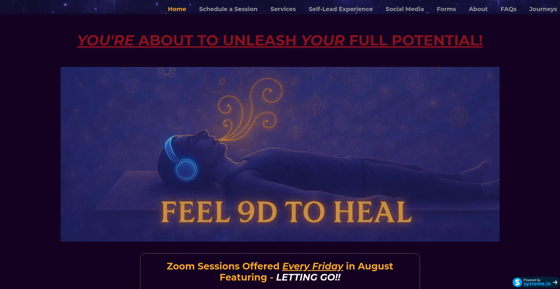 Website screenshot of Feel9dtoheal.com