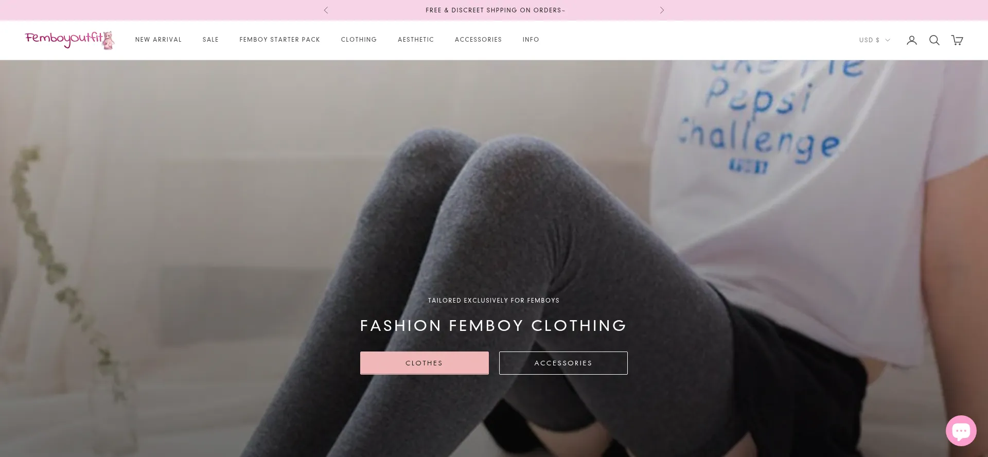 Website screenshot of Femboyoutfit.com