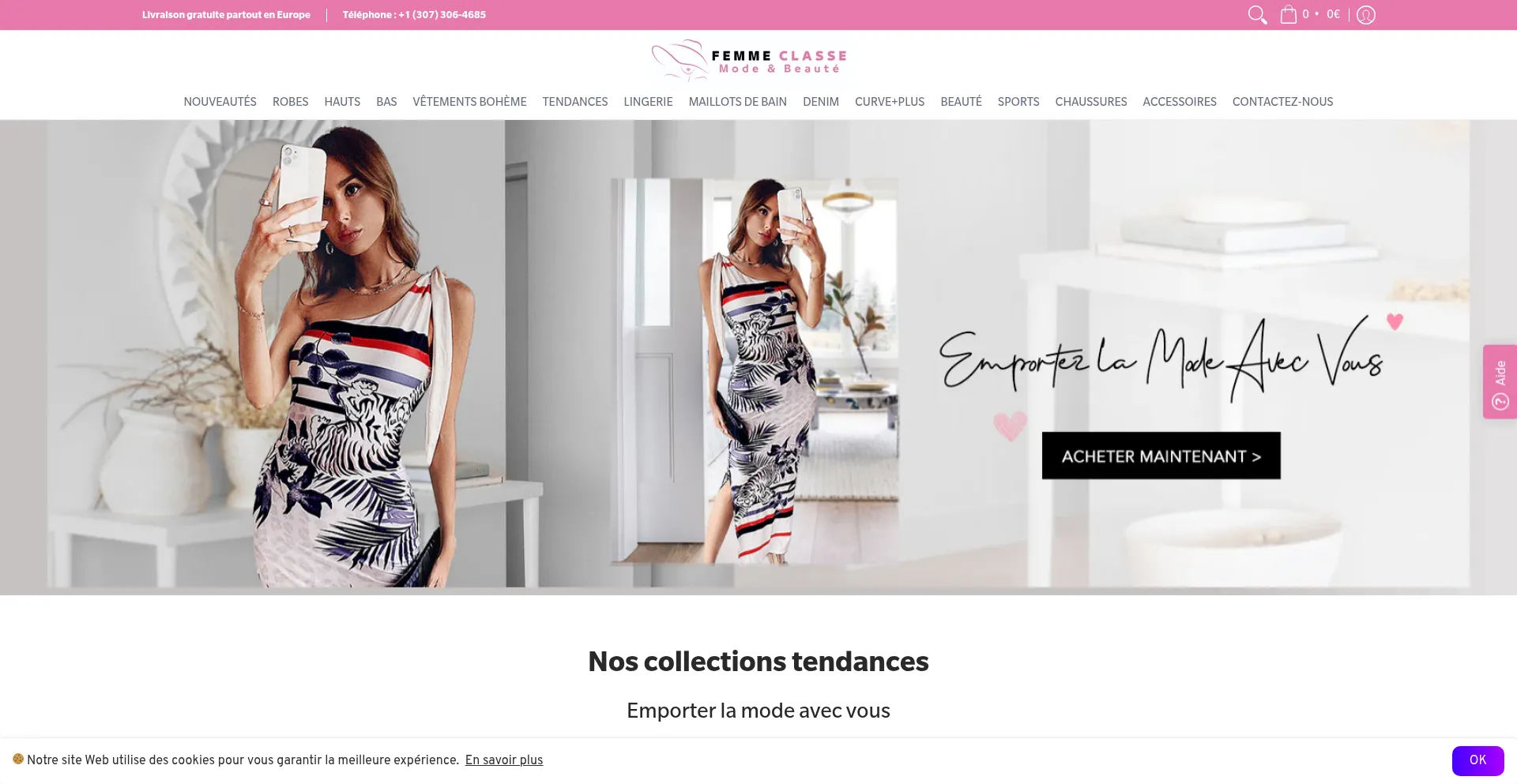 Website screenshot of Femme-classe.fr