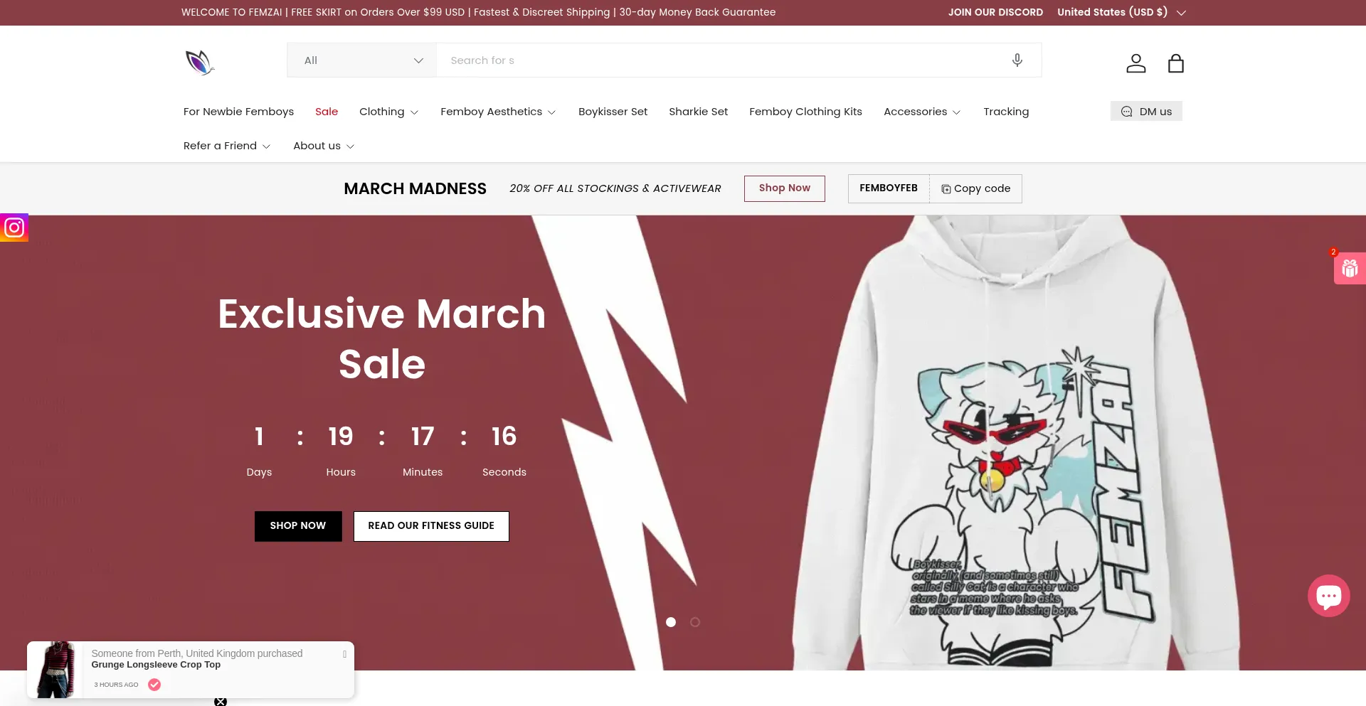 Website screenshot of Femzai.com