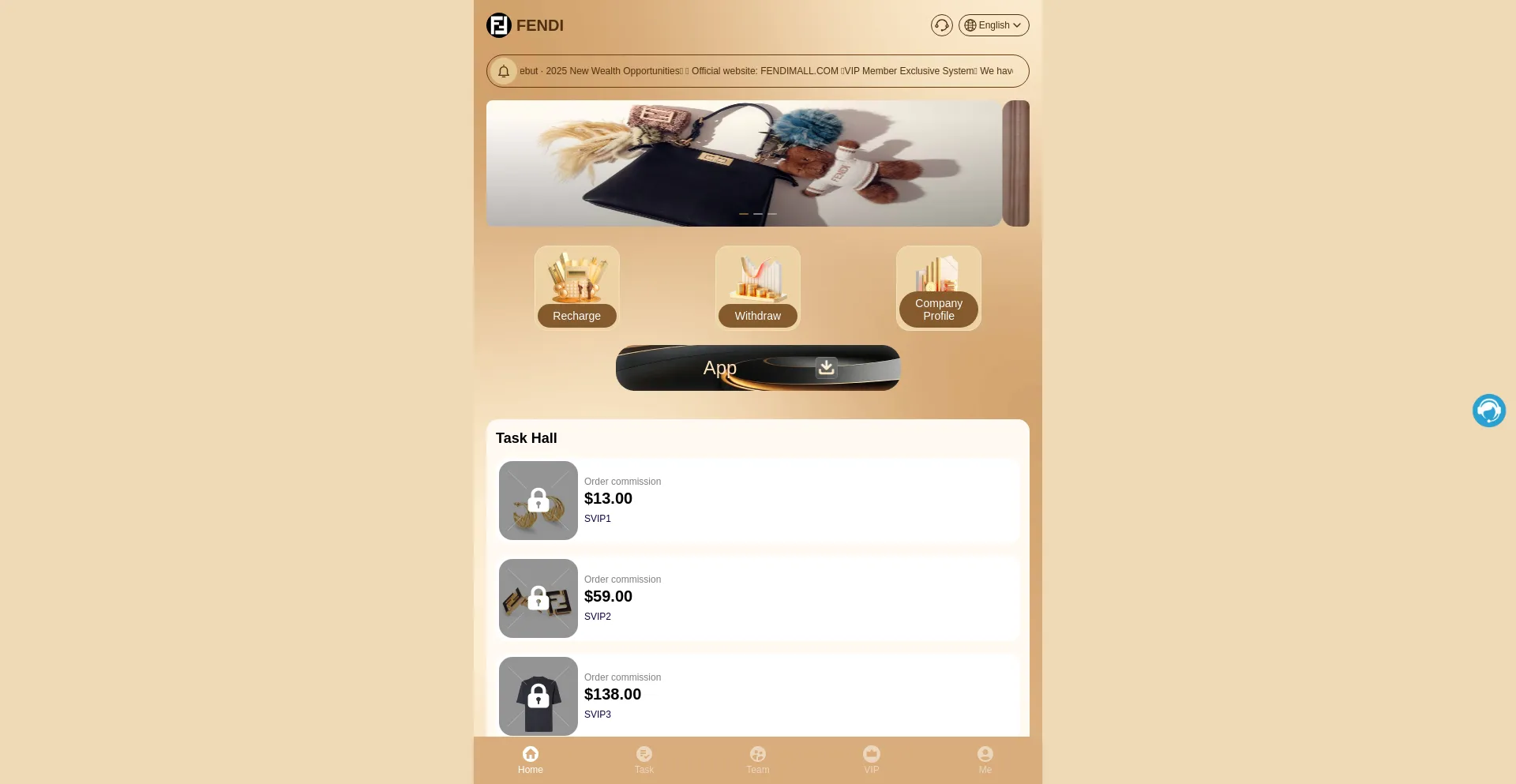 Website screenshot of Fendimall.org