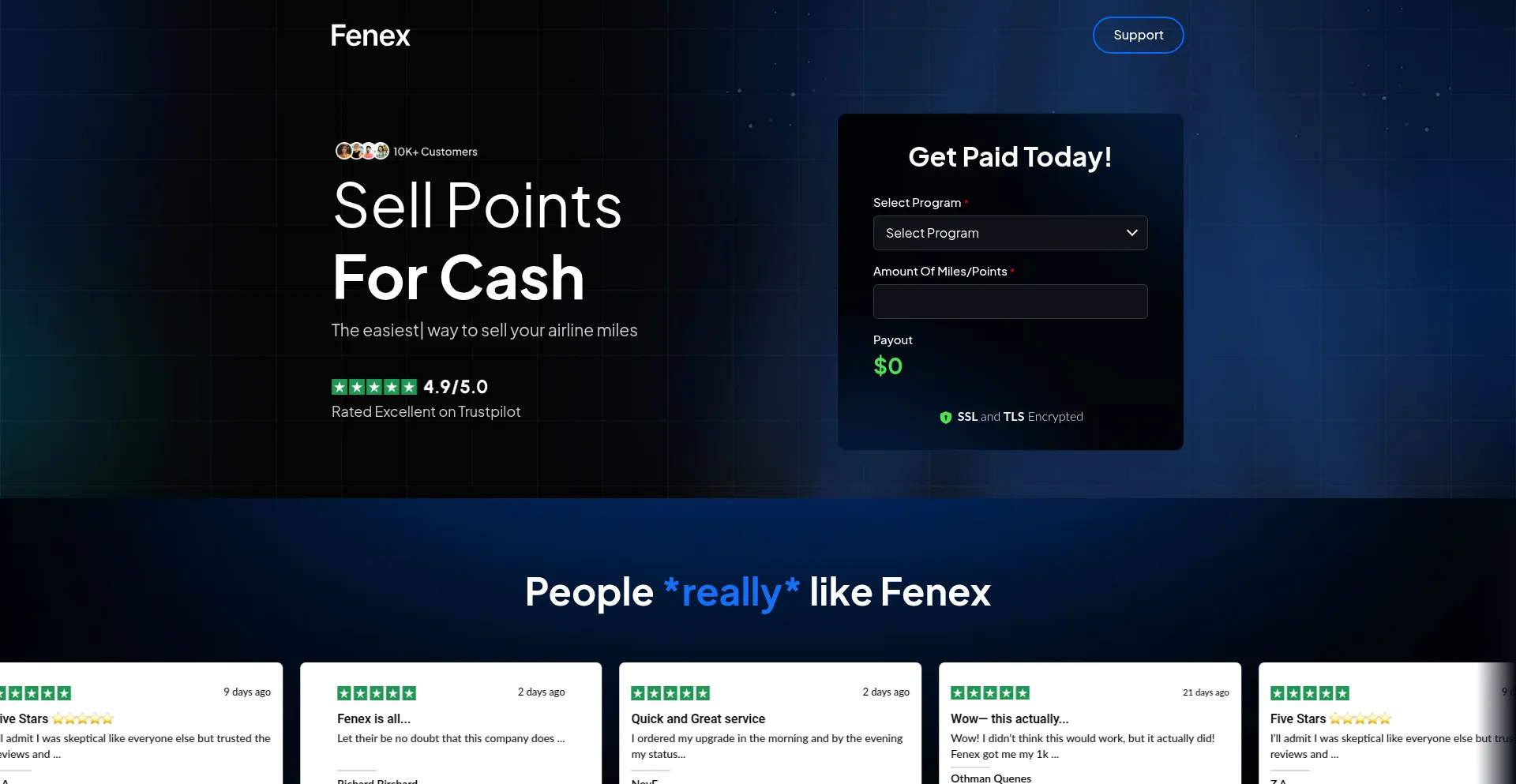 Website screenshot of Fenexpoints.com