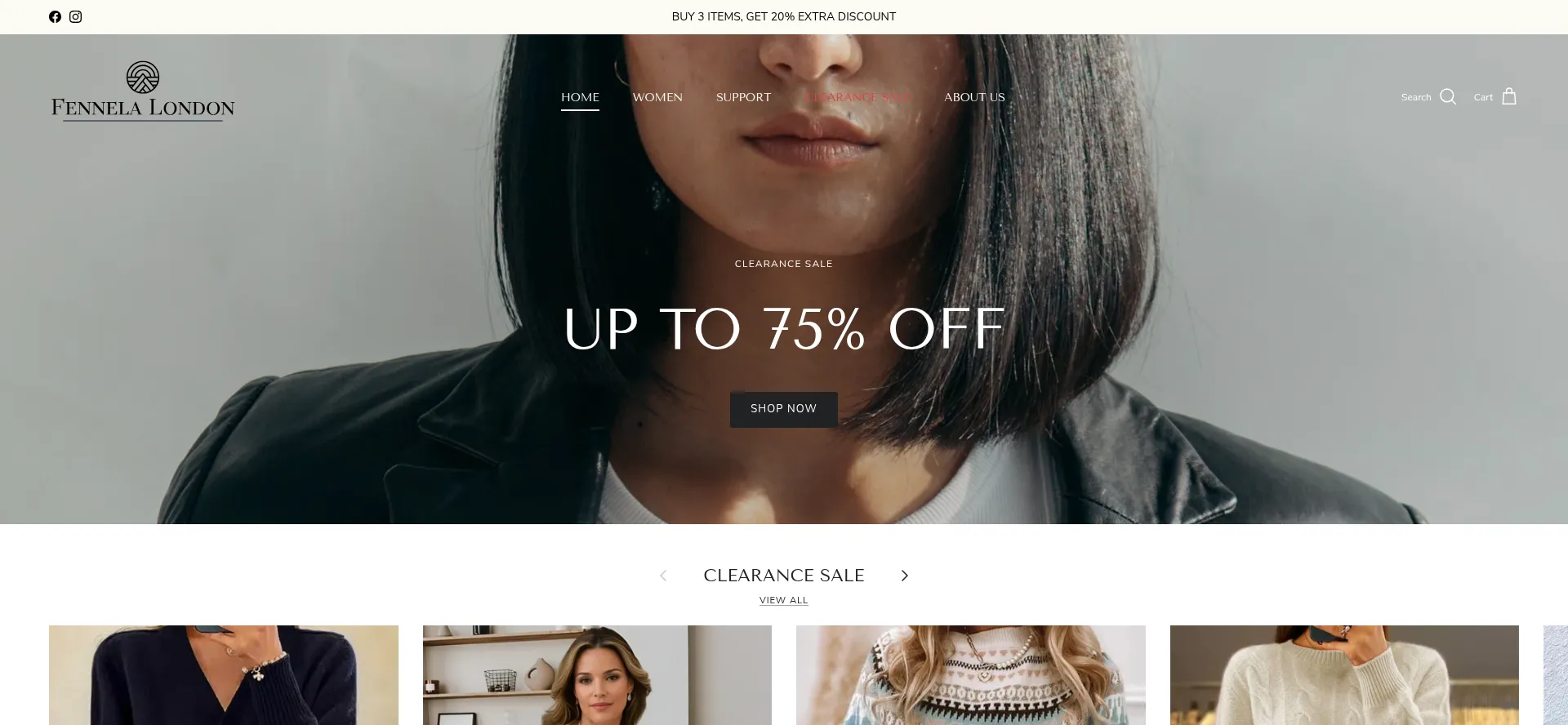 Website screenshot of Fennela-london.com