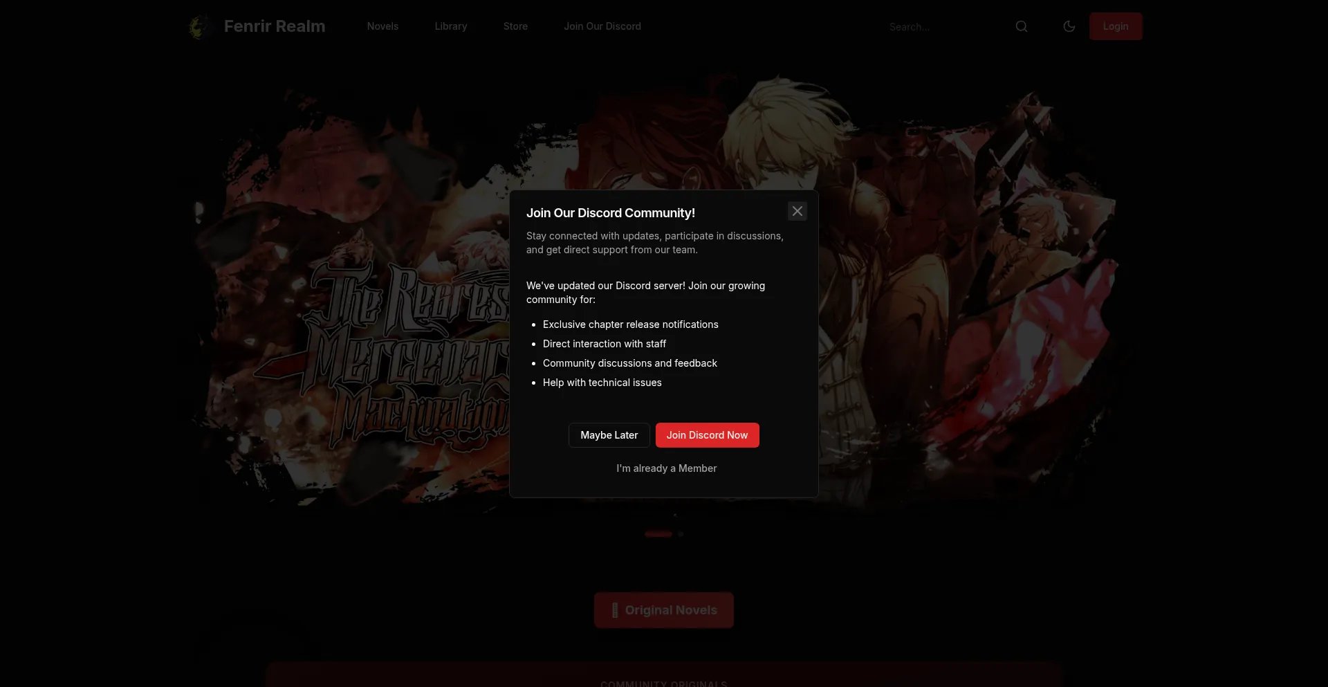 Website screenshot of Fenrirealm.com