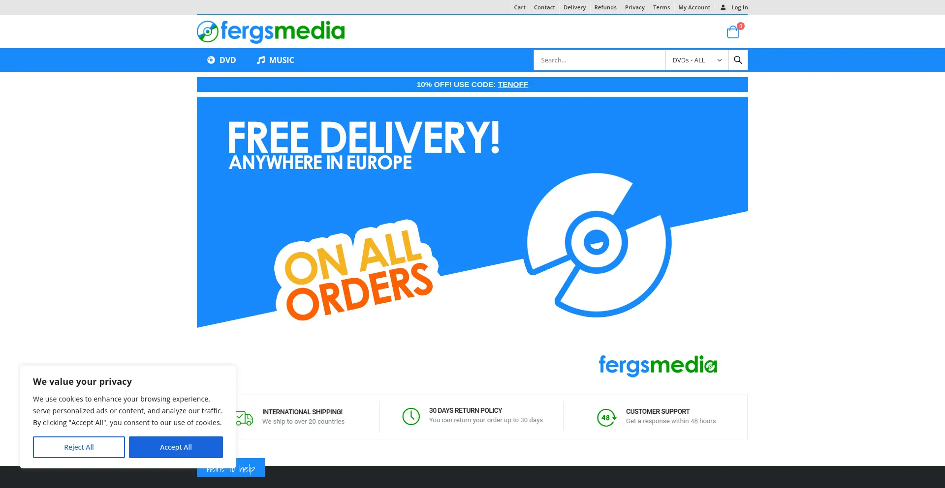 Website screenshot of Fergs.co.uk