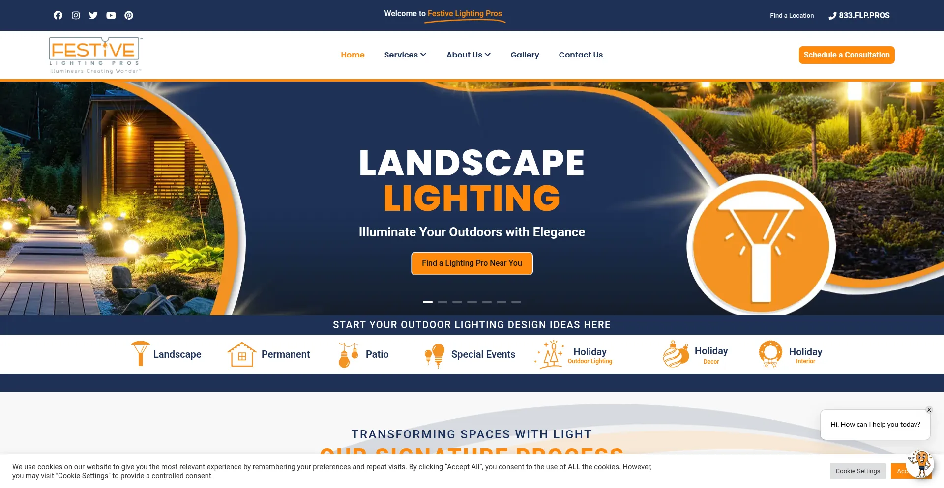 Website screenshot of Festivelightingpros.com
