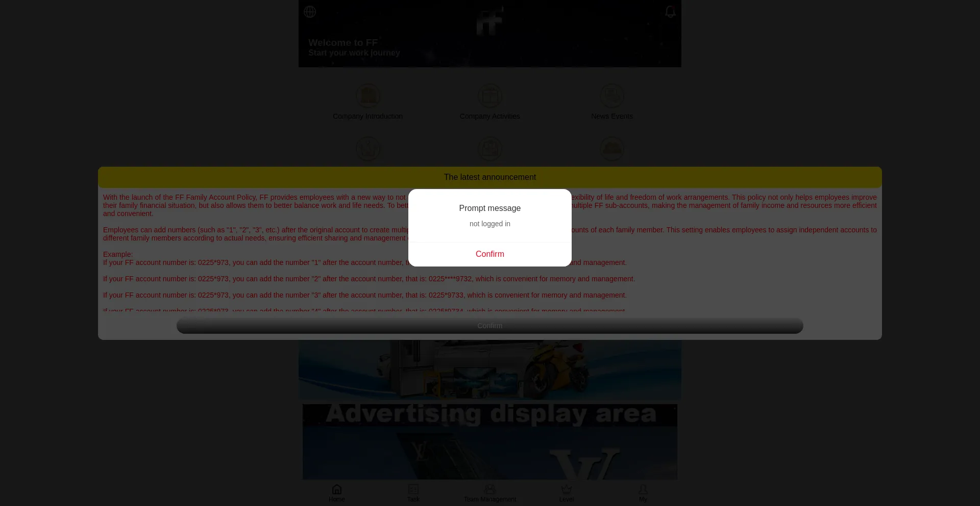 Website screenshot of Ffnga555999.com