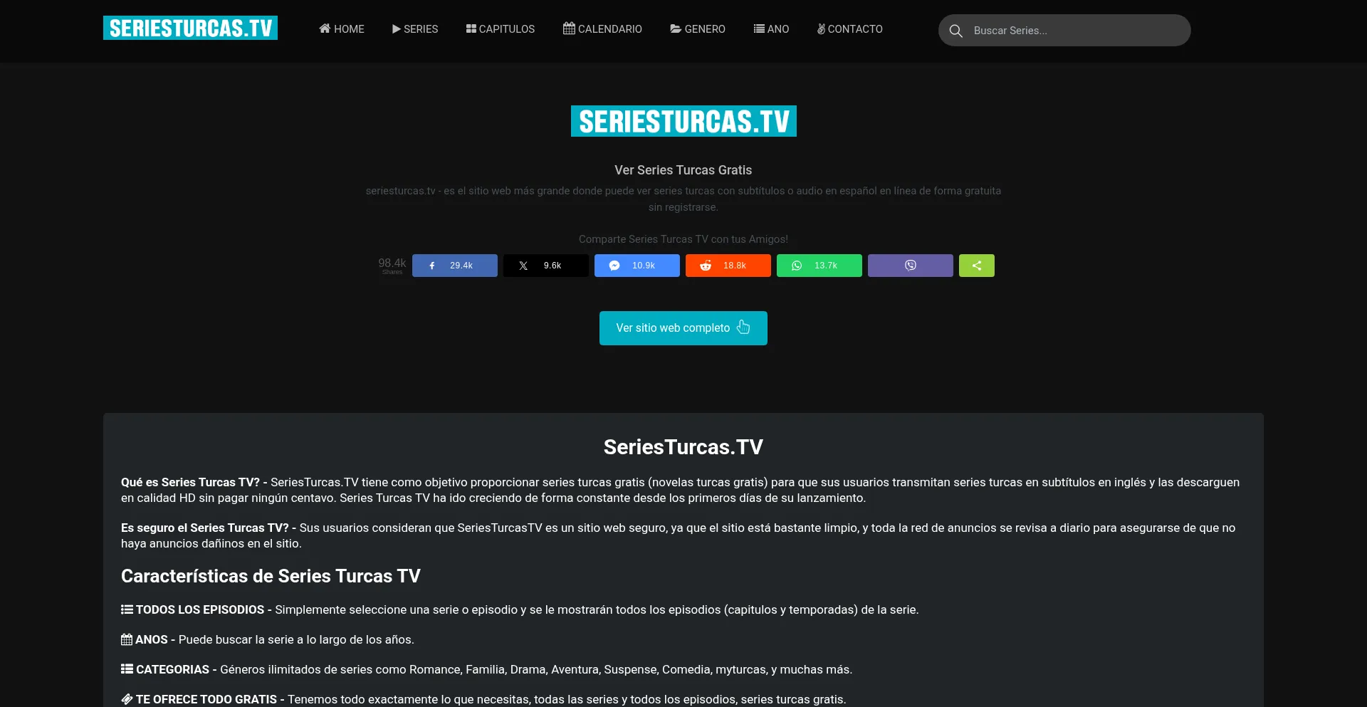 Website screenshot of Fhd.seriesturcastv.to