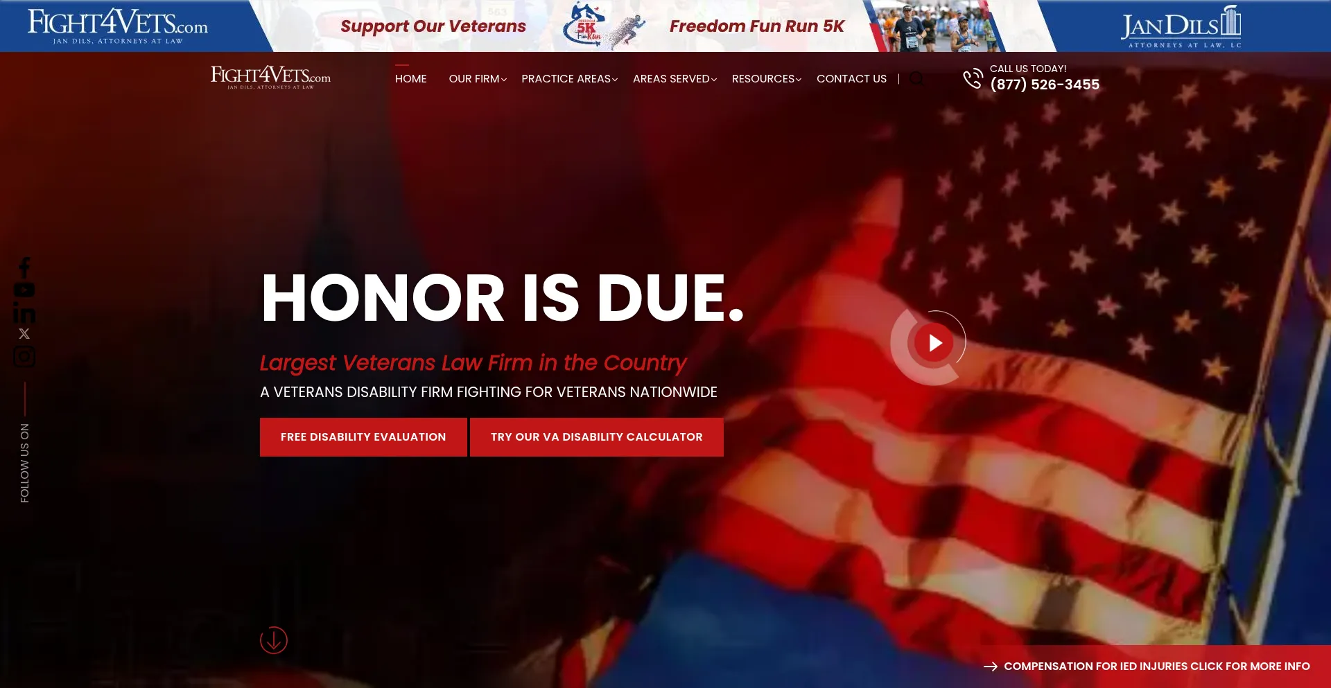 Website screenshot of Fight4vets.com
