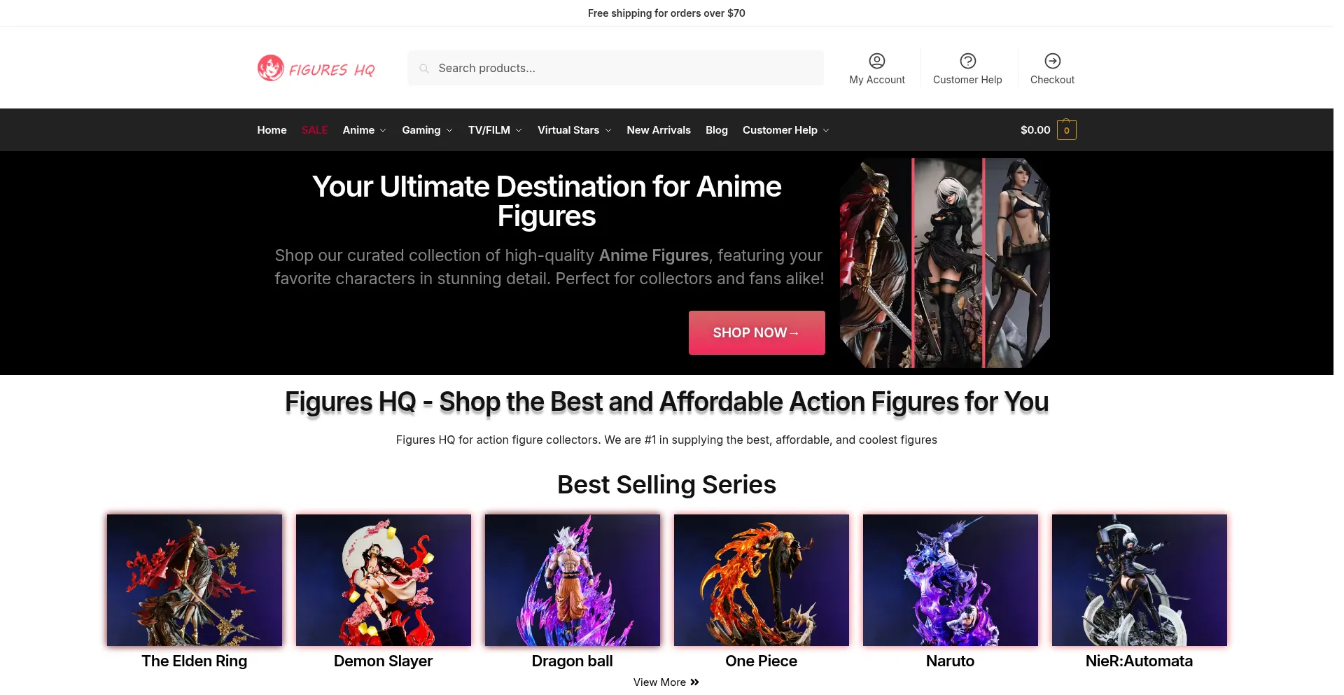 Website screenshot of Figureshq.com