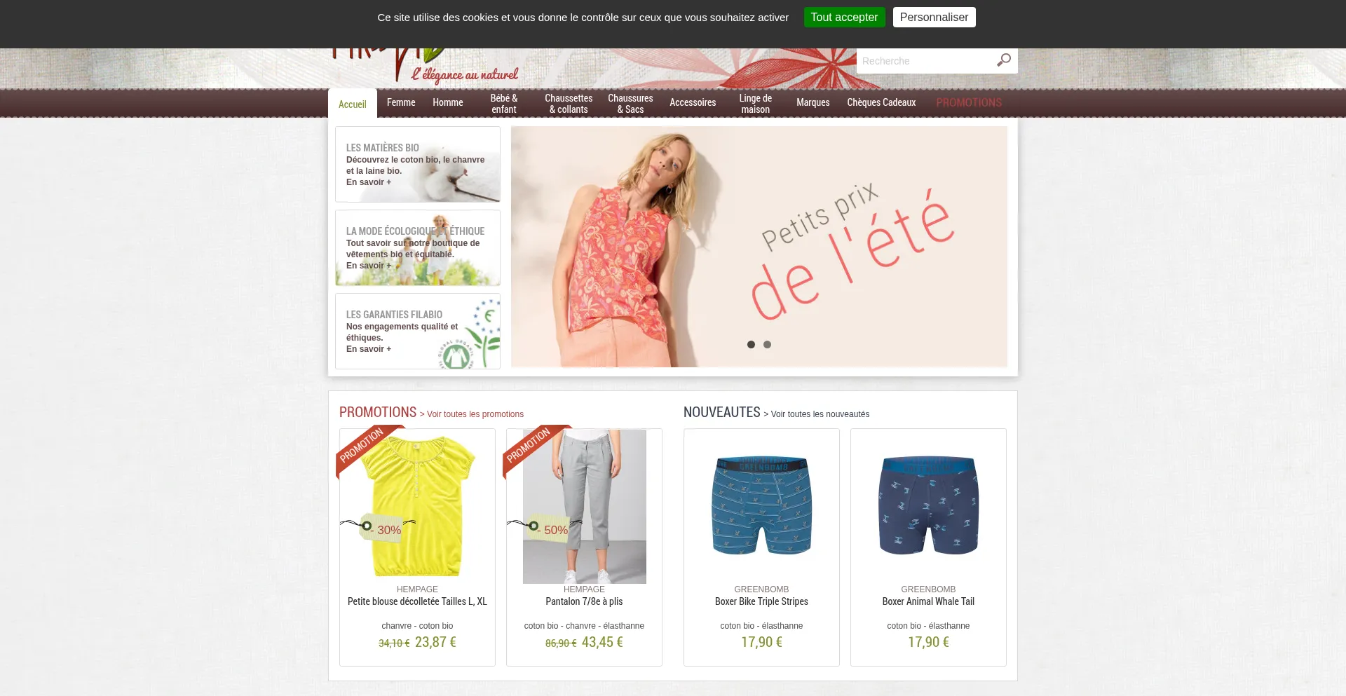 Website screenshot of Filabio.fr