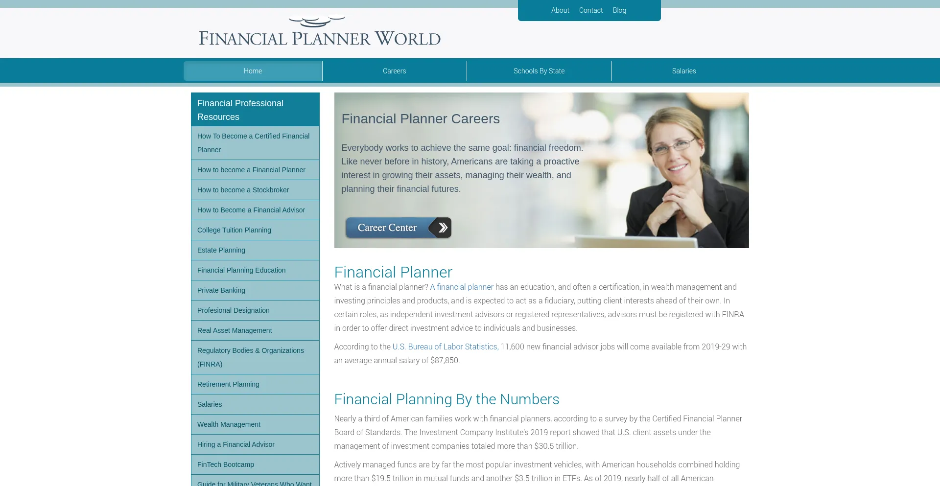 Website screenshot of Financialplannerworld.com