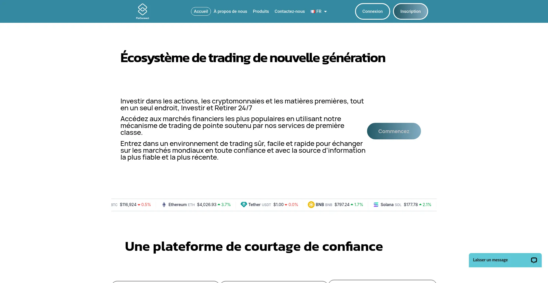 Website screenshot of Finconnect.fr